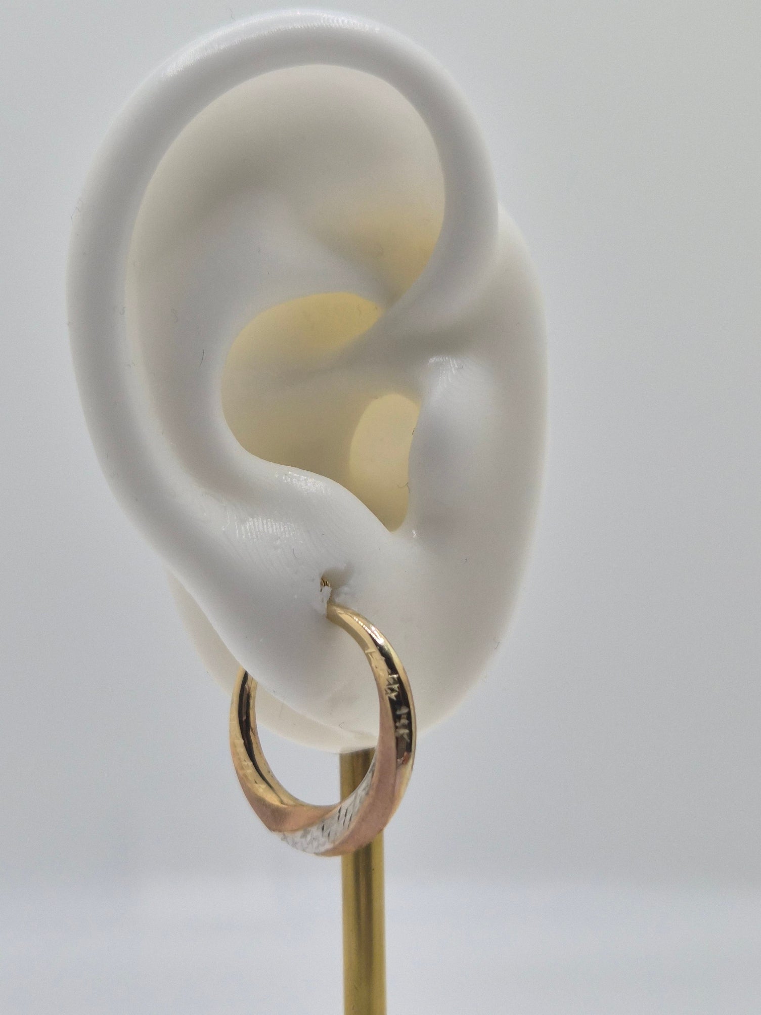 14K Gold Tri Color Swirl Hoops (021)