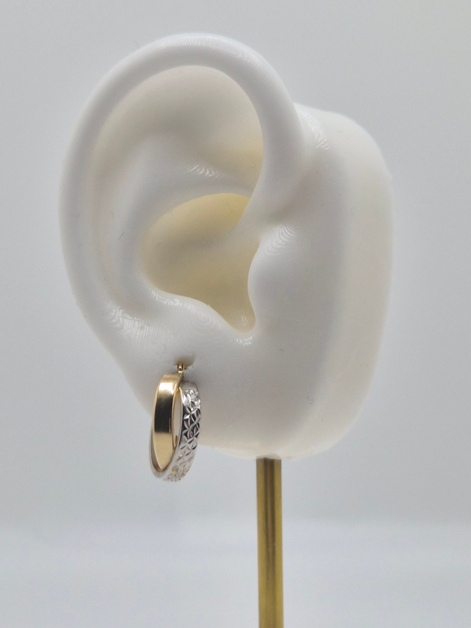 14K Two-Tone Diamond-Cut Hoop Earrings (018)