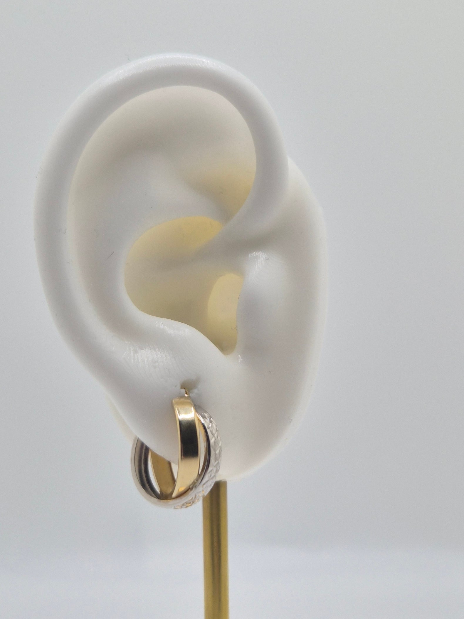 14K Two-Tone Diamond-Cut Hoop Earrings (018)