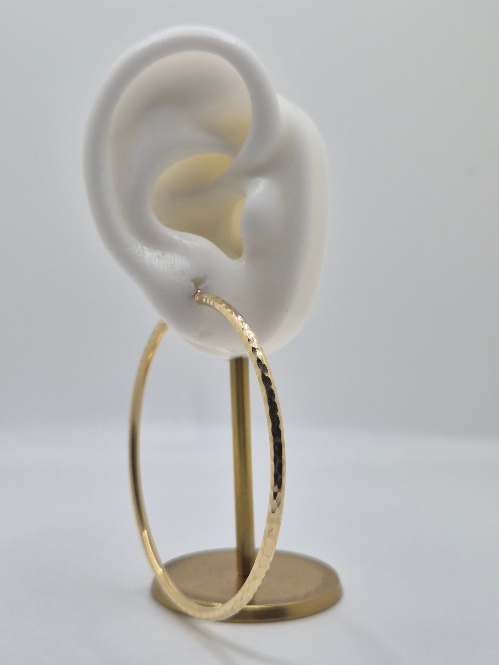 14K Gold Diamond-Cut Round Hoop Earrings (55mm)