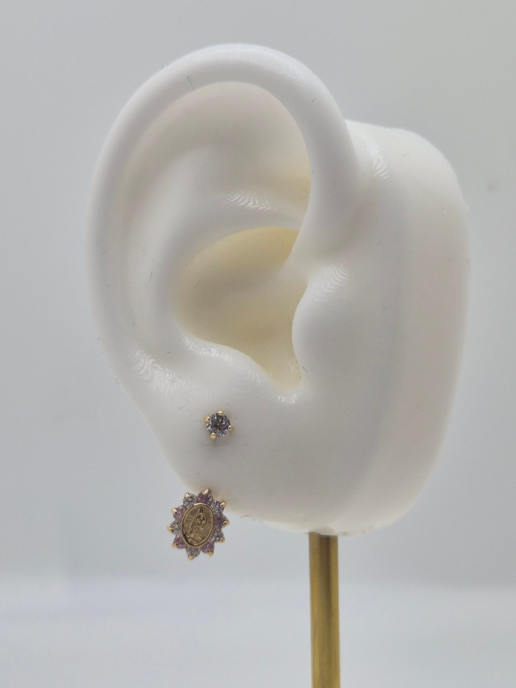 14k gold virgencita virgin mary telephone earrings