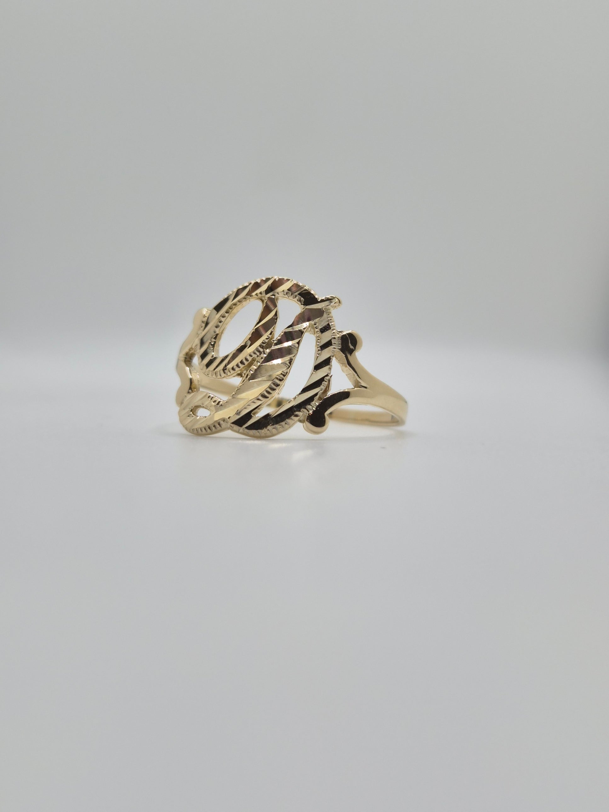 14k gold cursive “d” initial ring