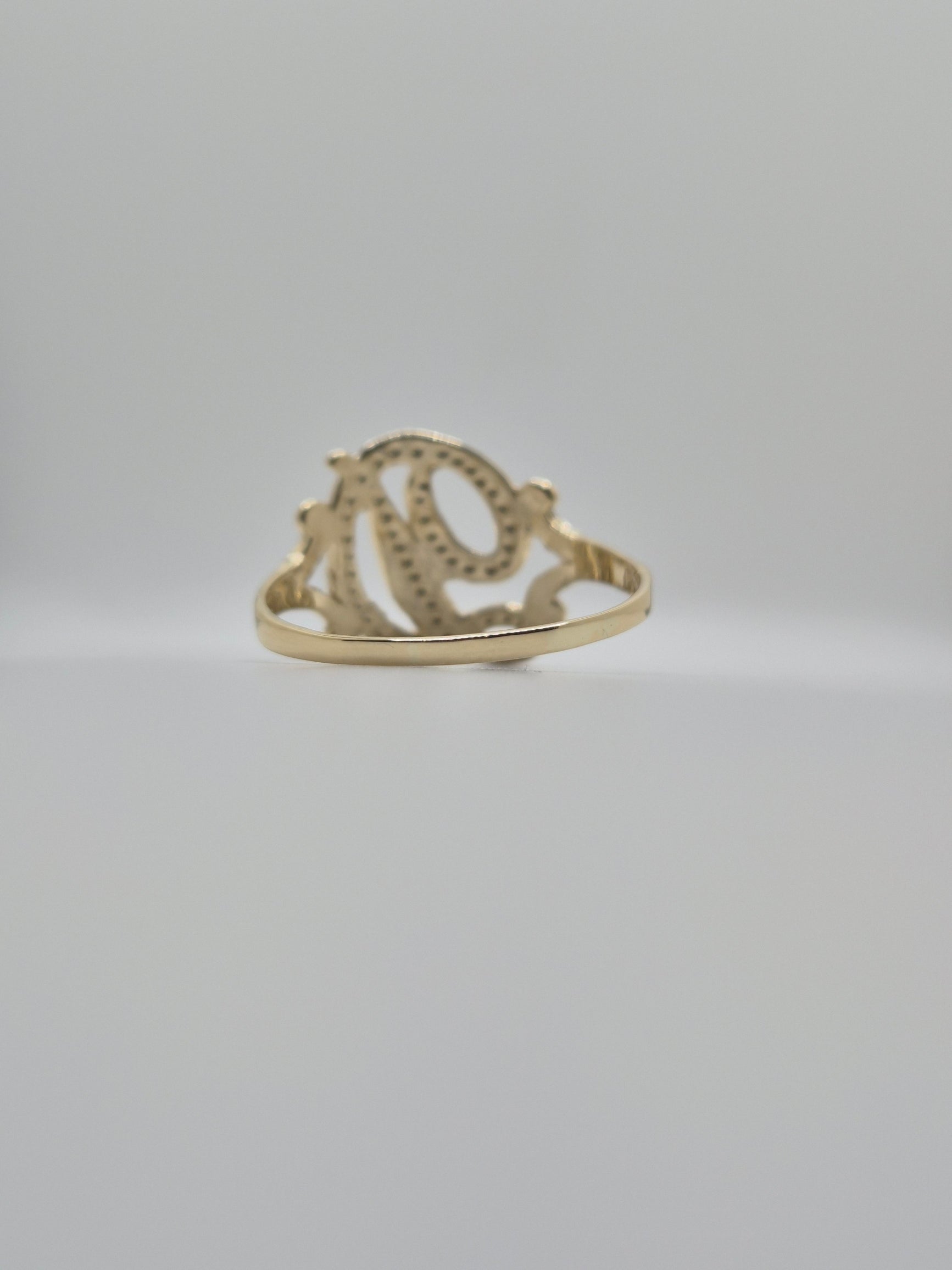 14k gold cursive “d” initial ring