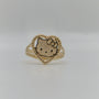 14K solid gold Hello Kitty nugget heart ring in yellow gold, cute collectible character fine jewelry
