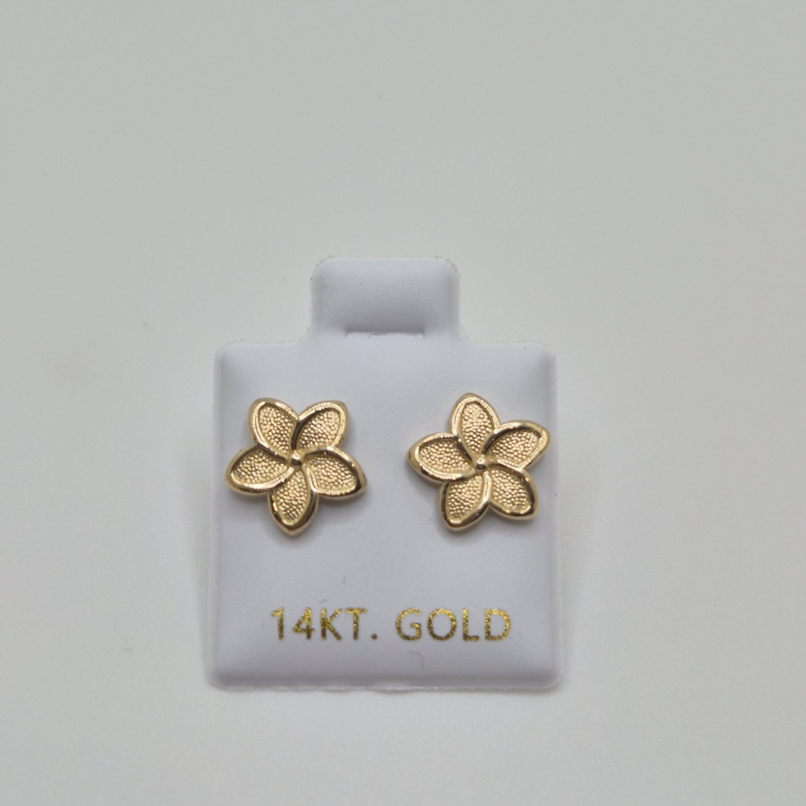 14K Gold Hawaiian Plumeria Stud Earrings