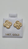 14K Gold Clover Nugget Stud Earrings