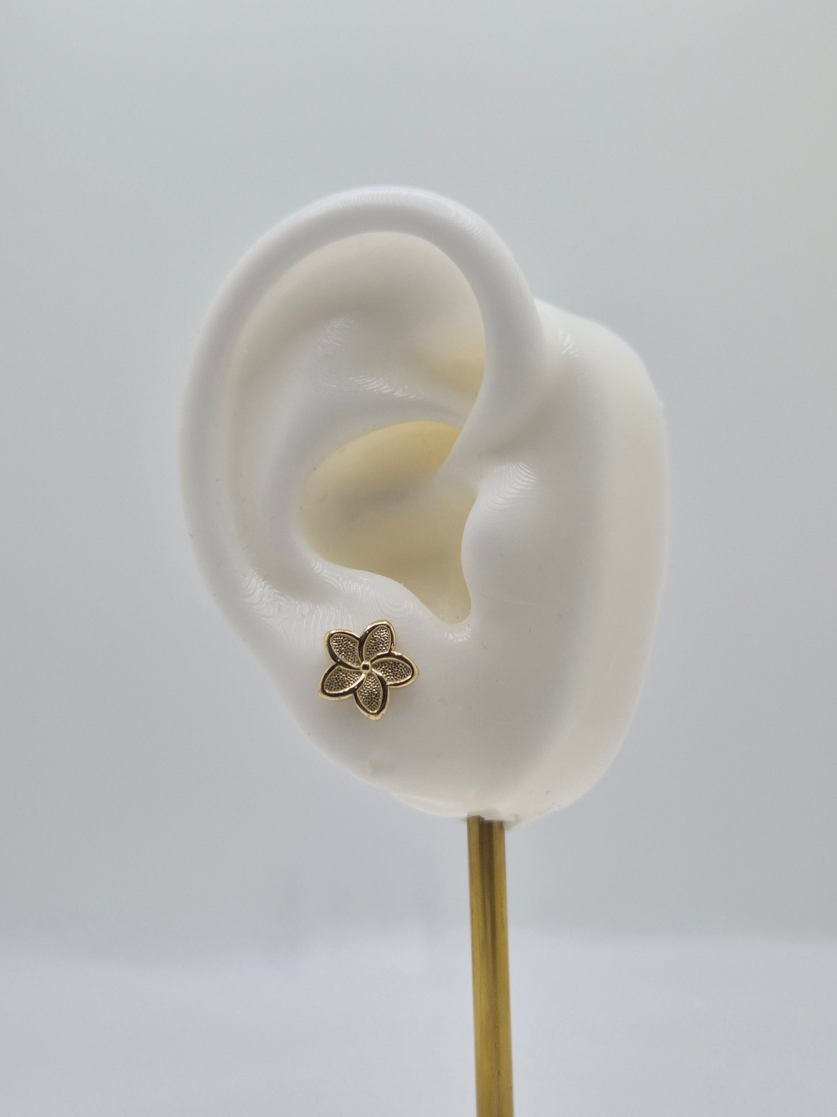 14K Gold Hawaiian Plumeria Stud Earrings