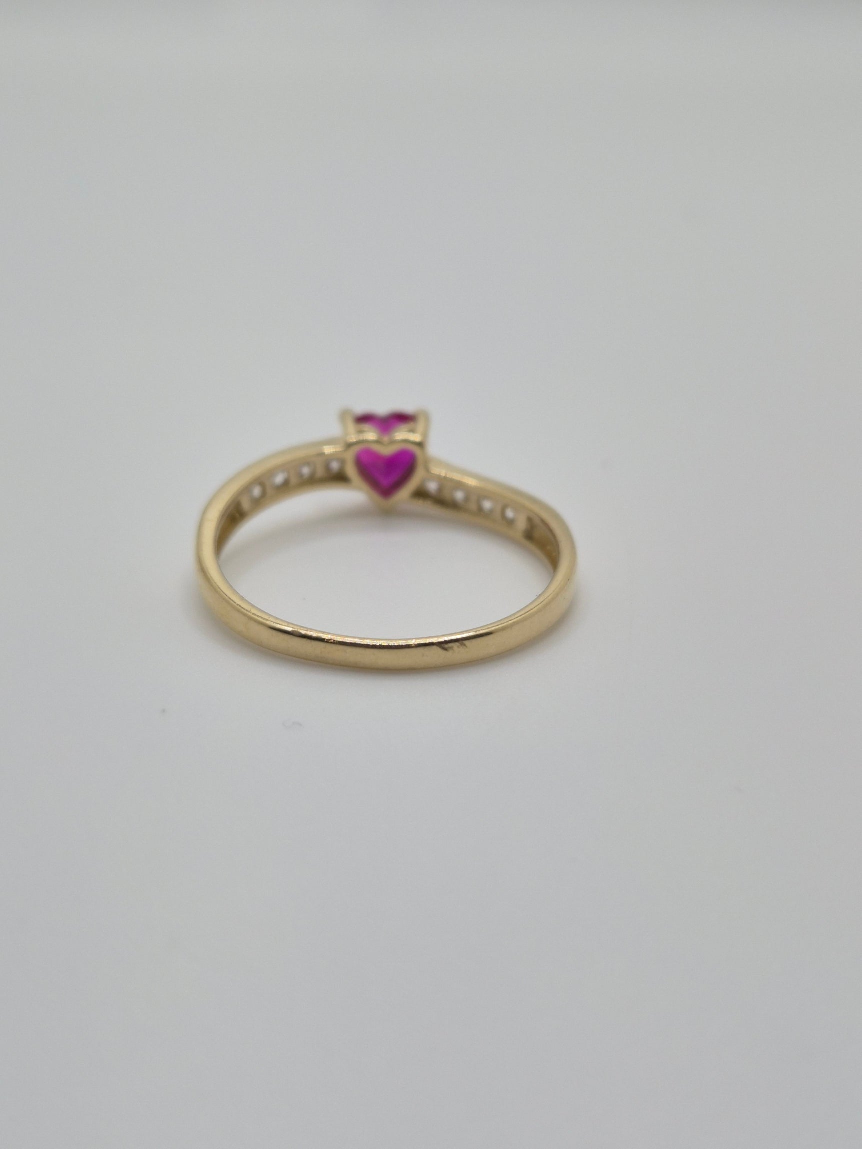 14k gold heart cz ring(red, green, pink) (329)