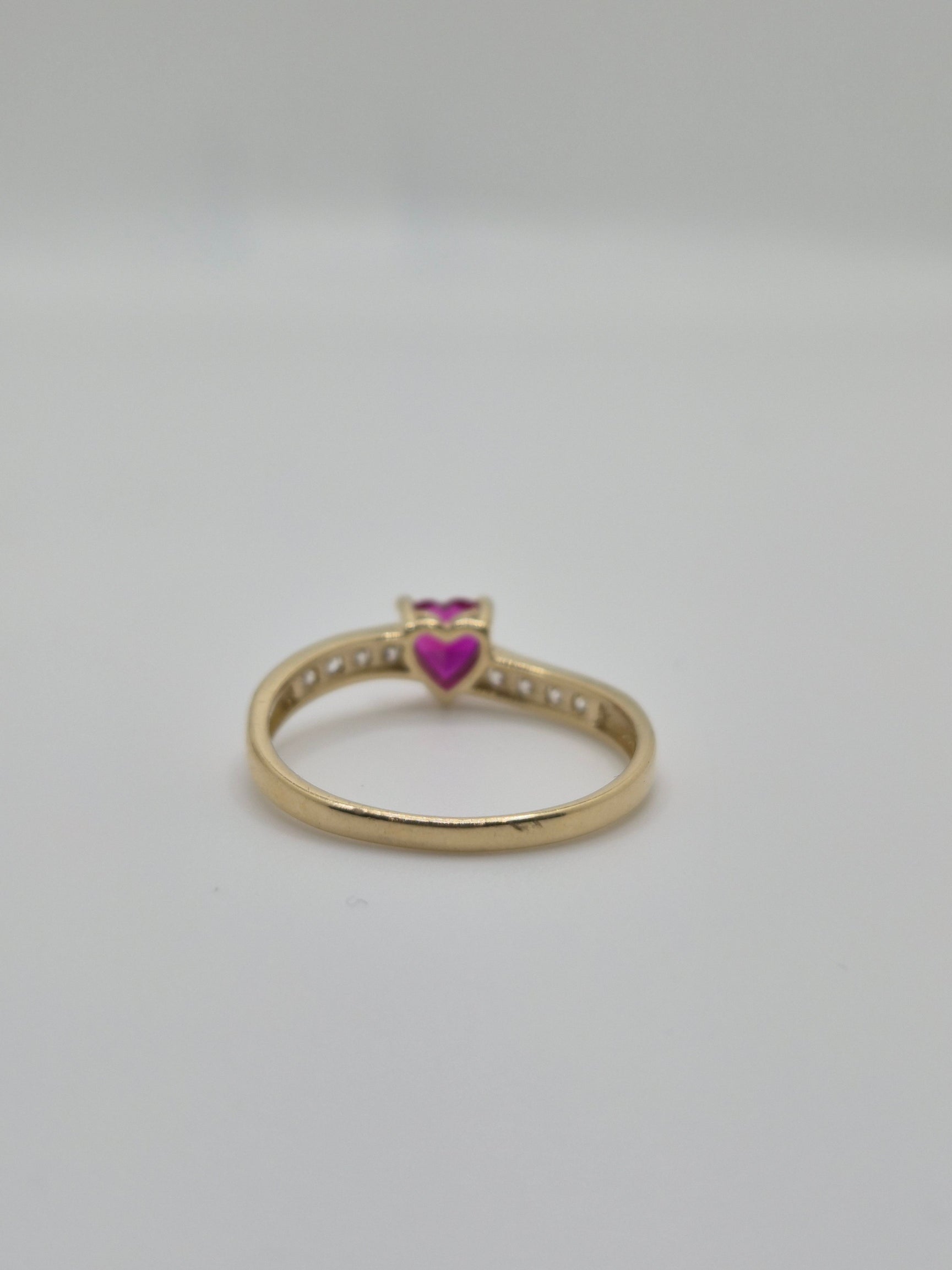 14k gold heart cz ring(red, green, pink) (329)
