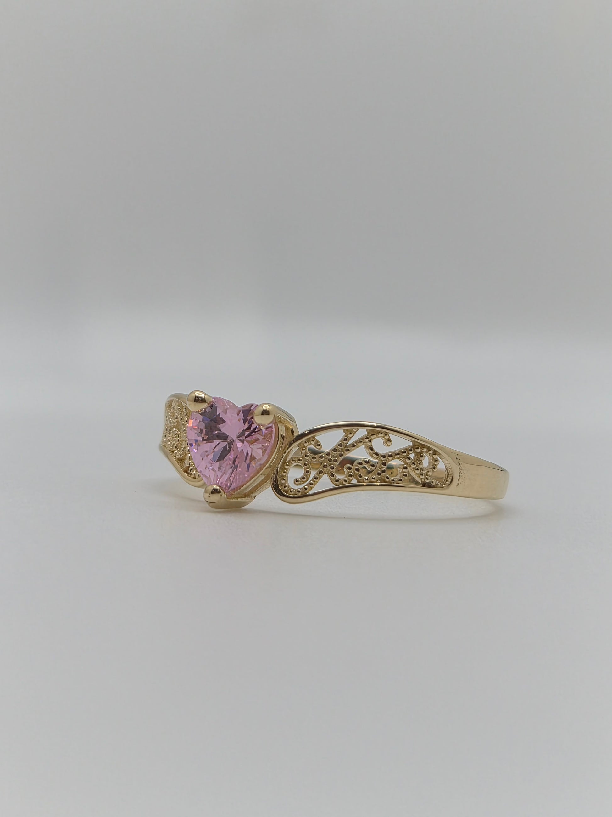 14k solid gold heart cz ring (pink, green, red, white) (457)