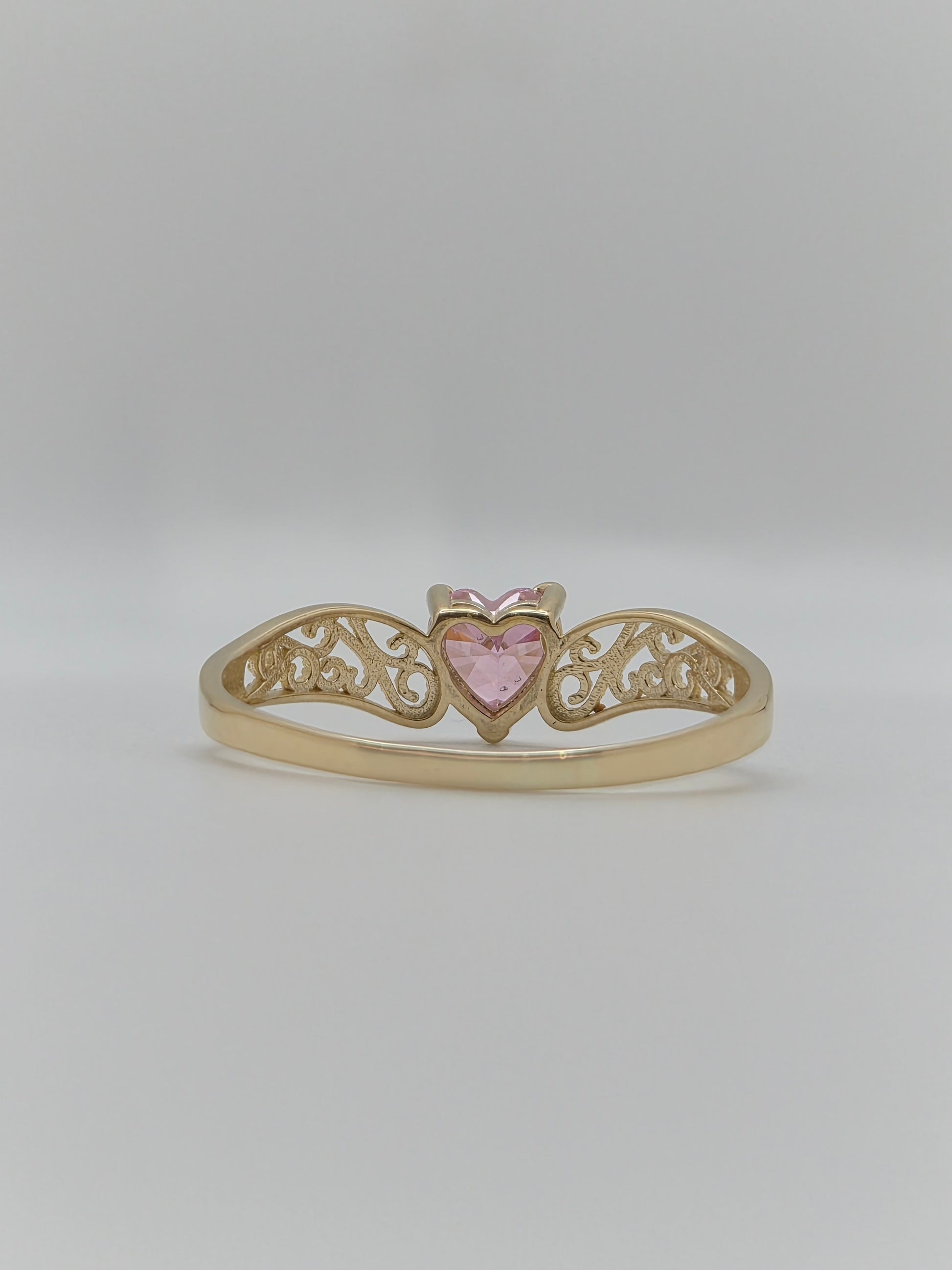 14k solid gold heart cz ring (pink, green, red, white) (457)