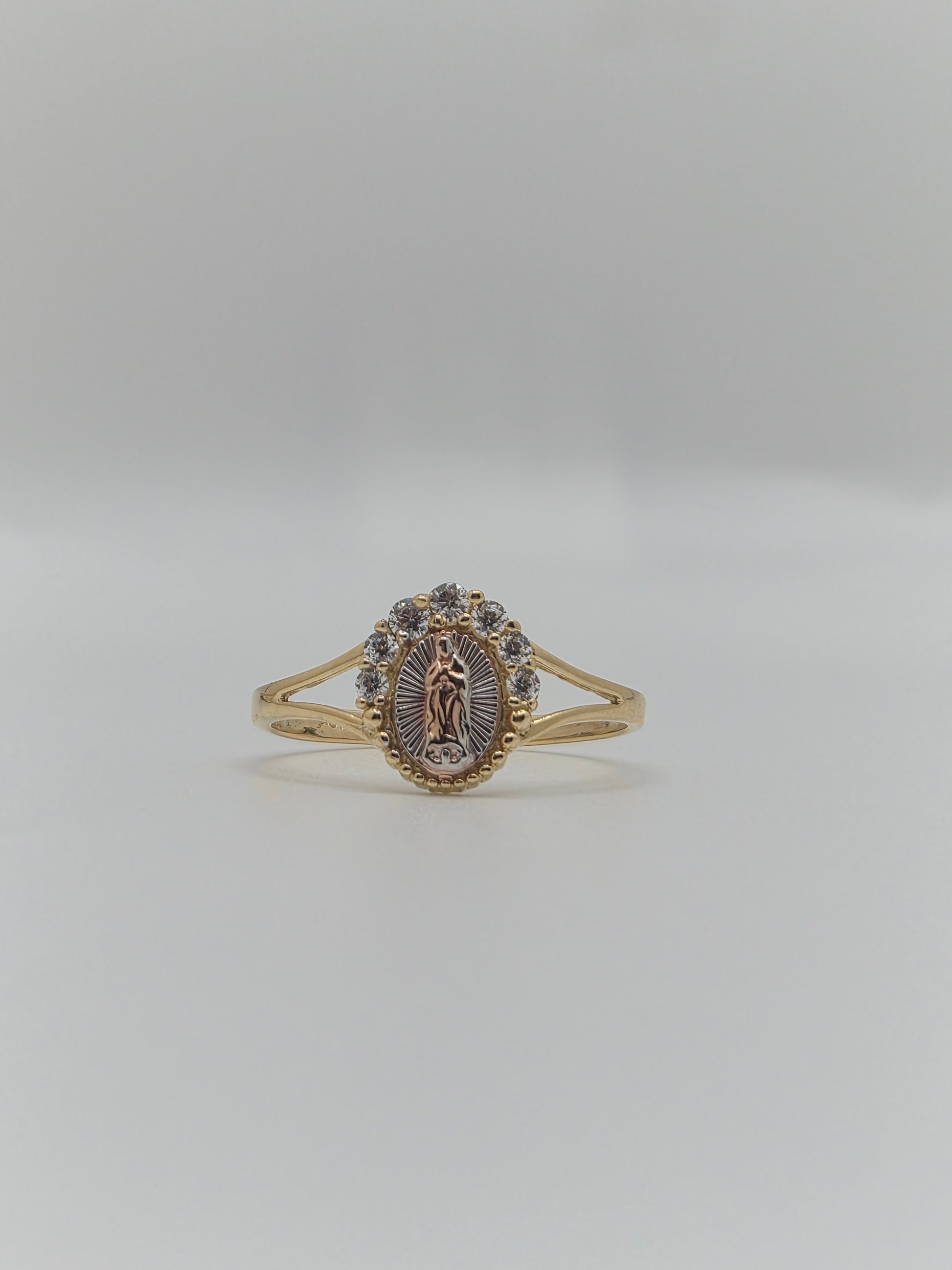 14K Tri-Color Virgencita Guadalupe CZ Ring