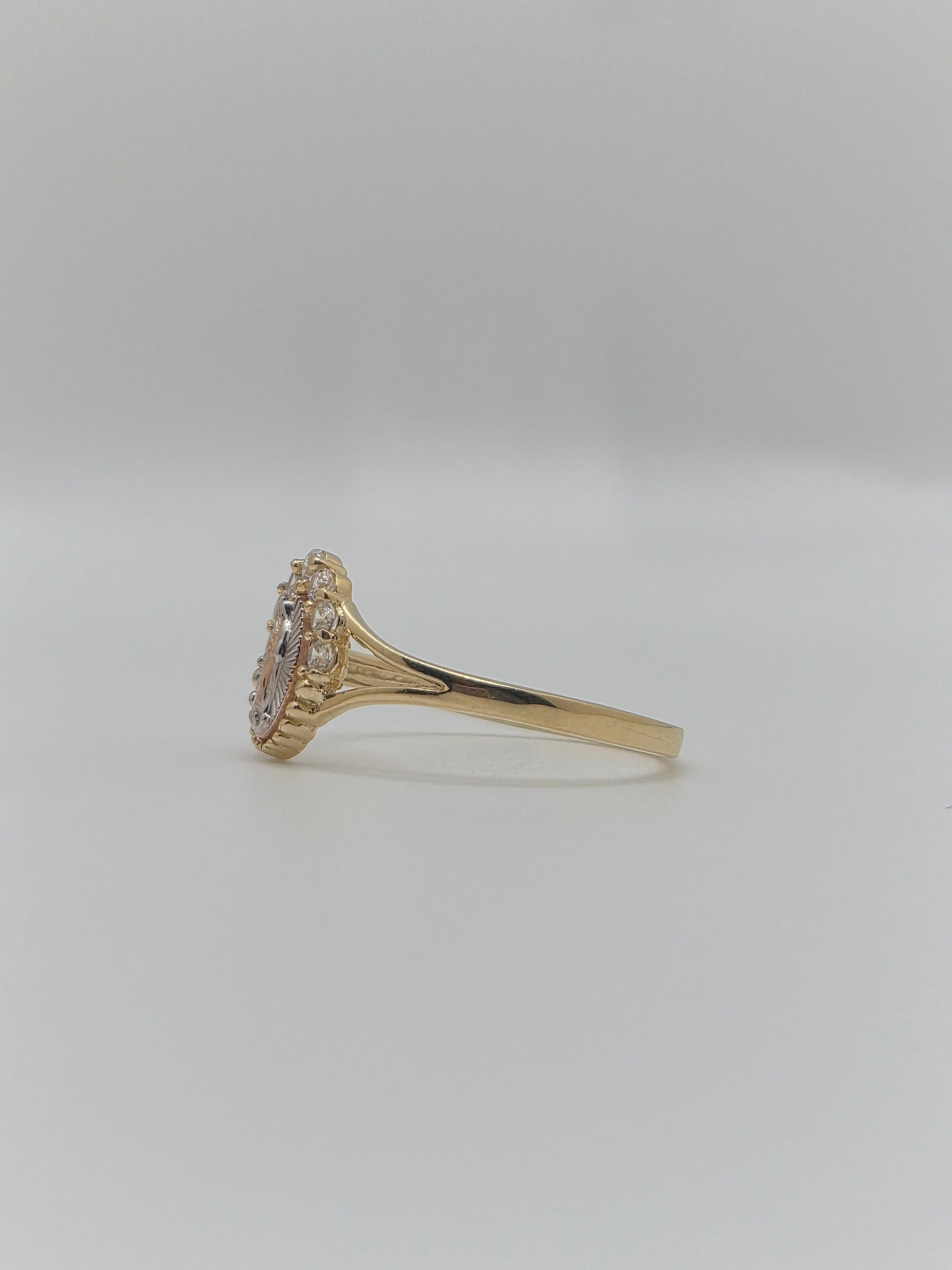14K Tri-Color Virgencita Guadalupe CZ Ring