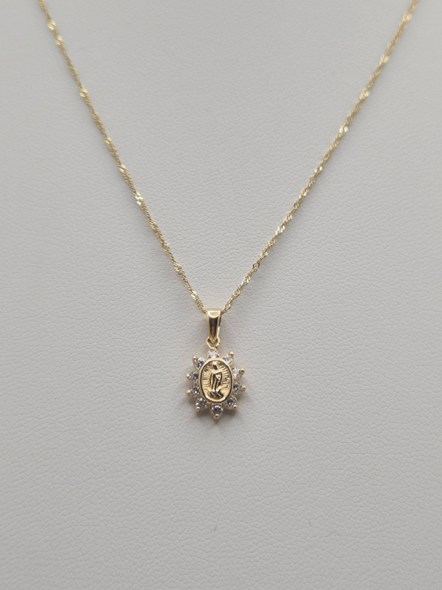 Virgencita Brillito Necklace Set 14K Gold