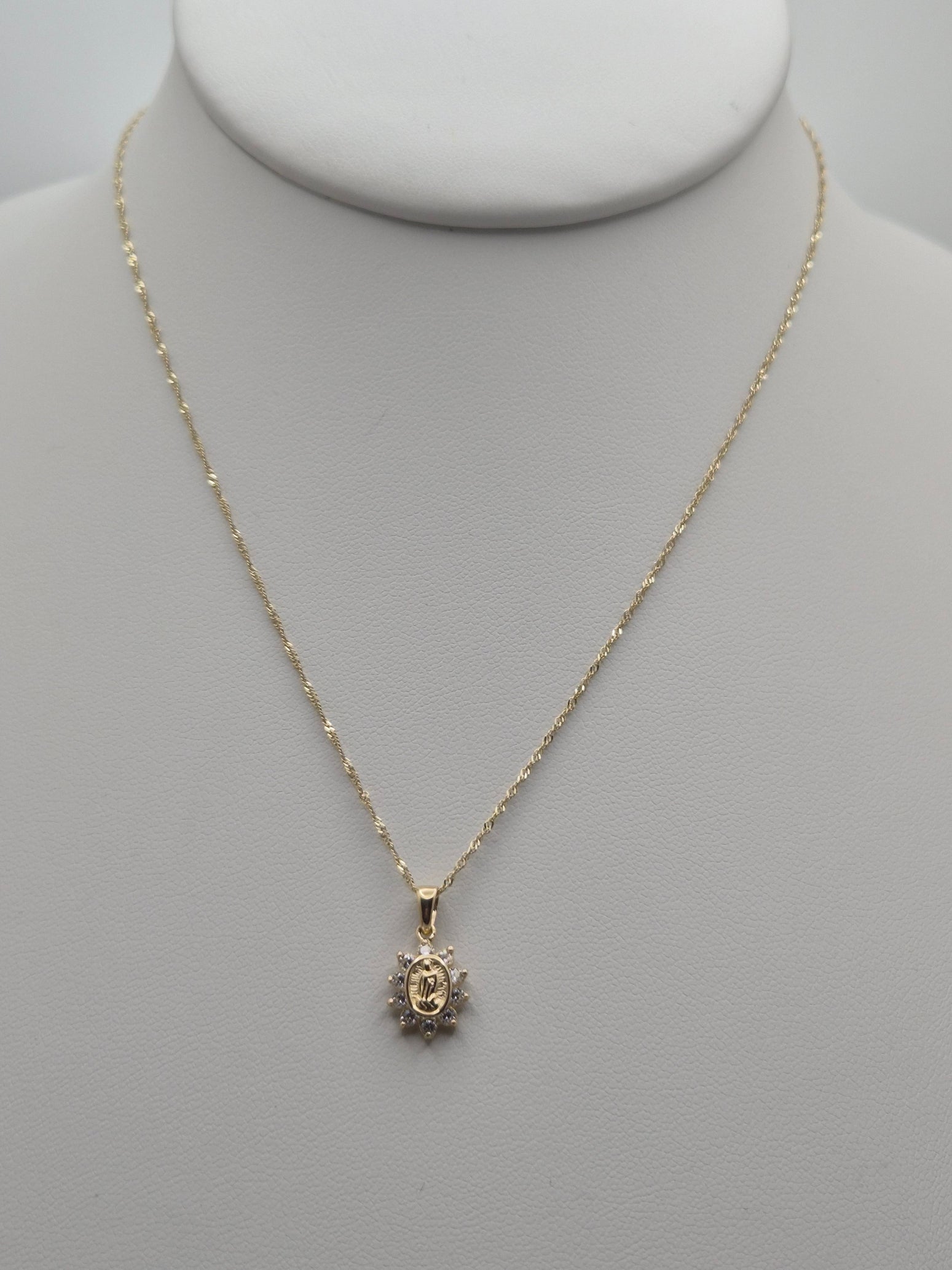 Virgencita Brillito Necklace Set 14K Gold