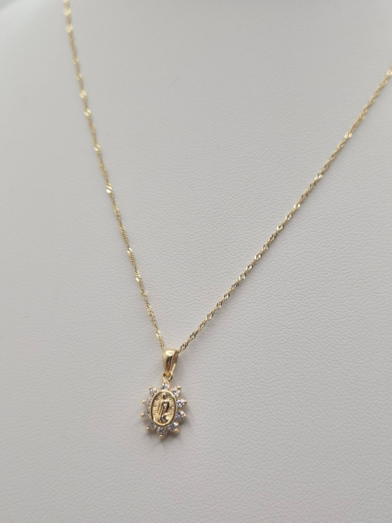 Virgencita Brillito Necklace Set 14K Gold