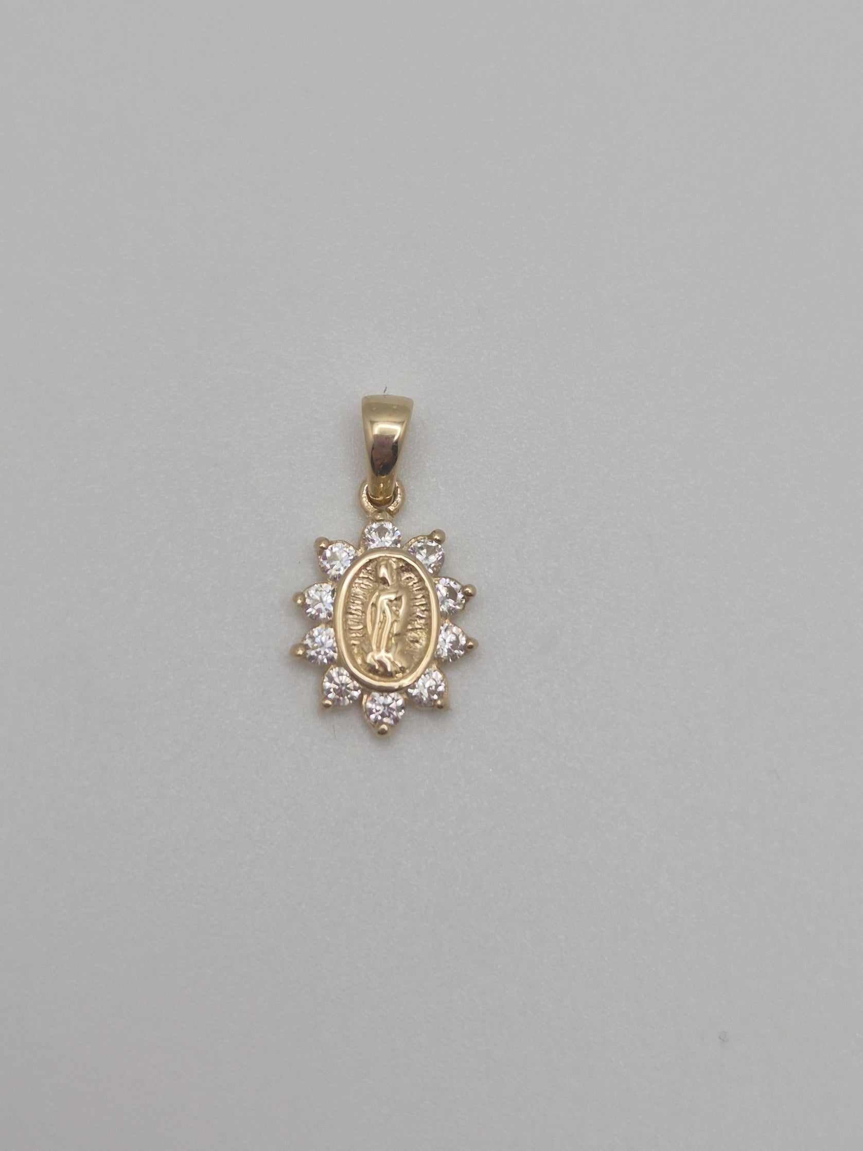 Virgencita Brillito CZ Pendant 14k Gold