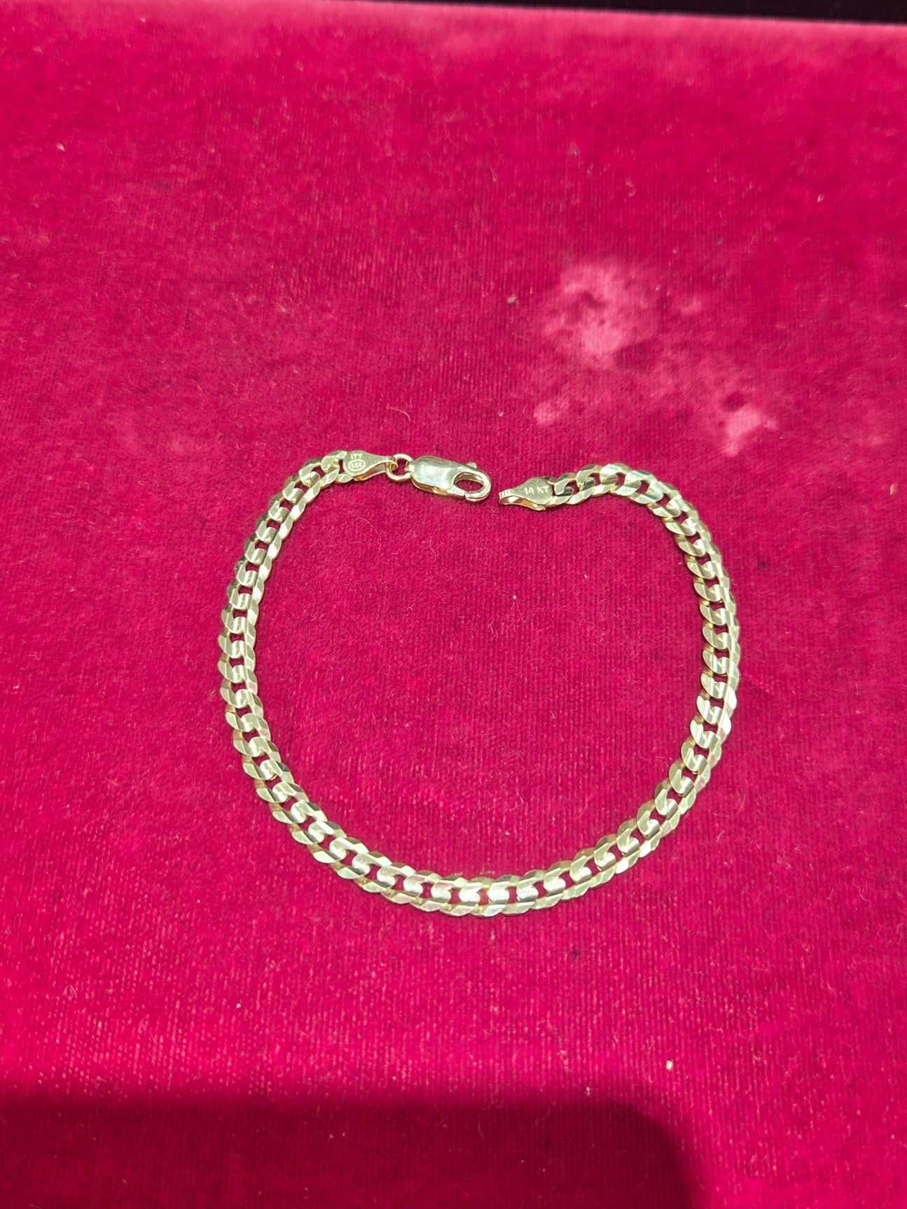 Pulsera cubana clásica de oro de 14 quilates (19,5 cm)