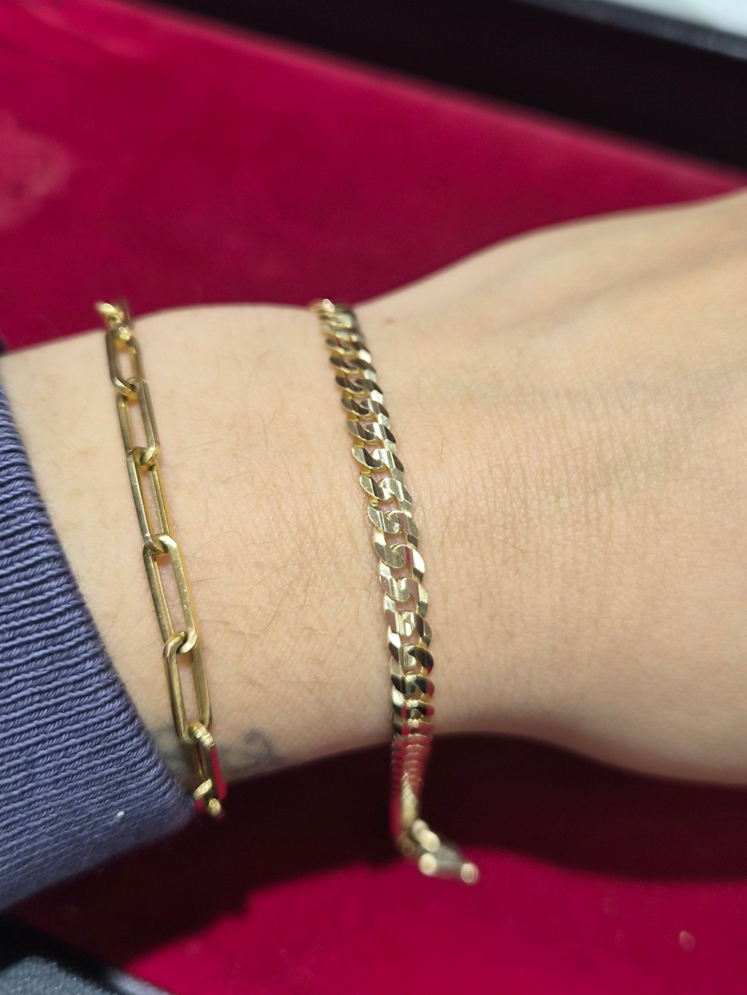 Pulsera cubana clásica de oro de 14 quilates (19,5 cm)