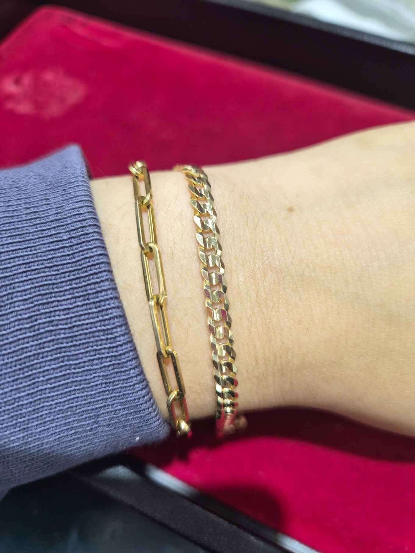 Pulsera cubana clásica de oro de 14 quilates (19,5 cm)