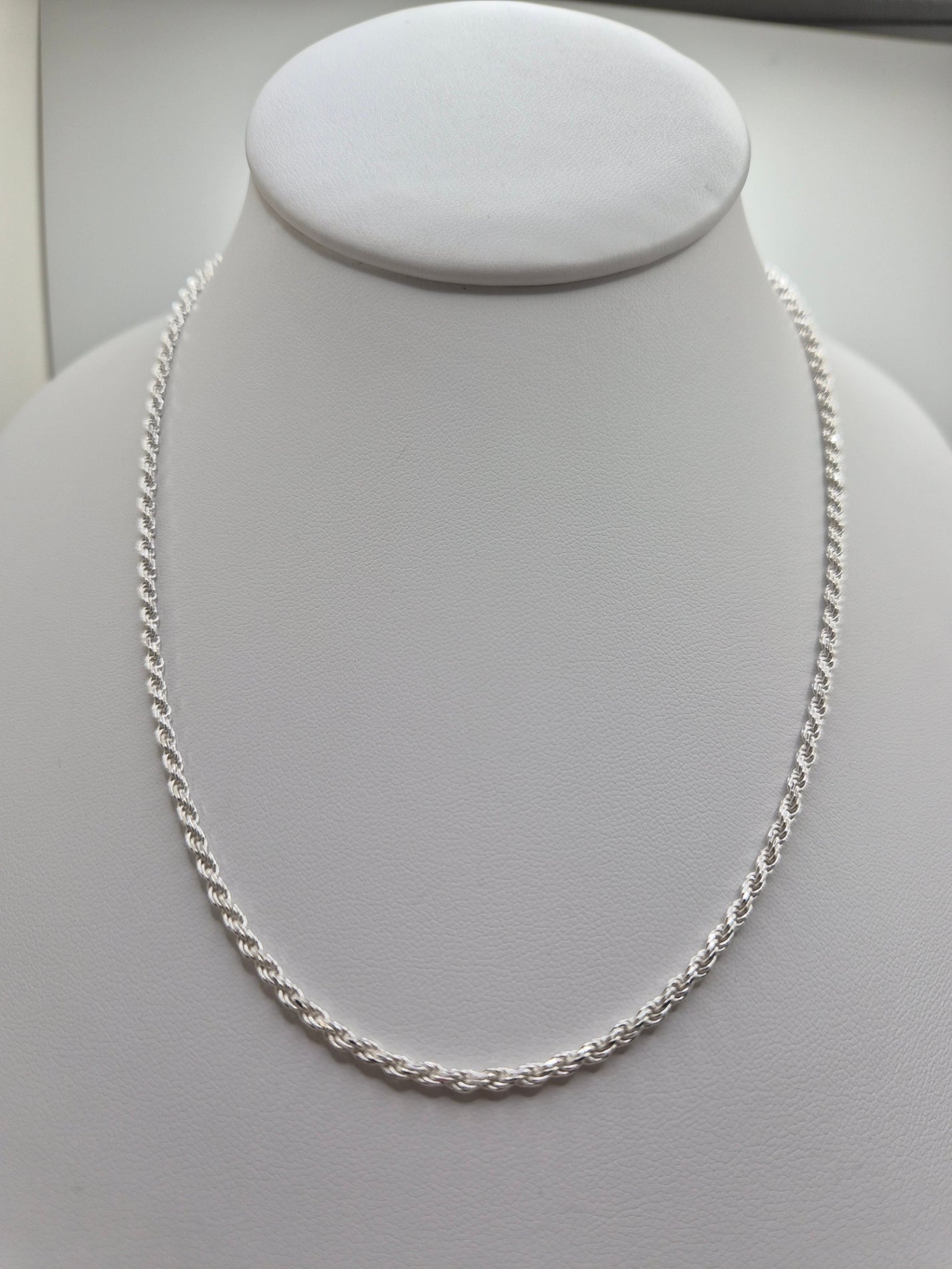 Cadena de cuerda de 18" - plata de ley 925