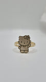 10K Gold Full Body Waving Hello Kitty Ring