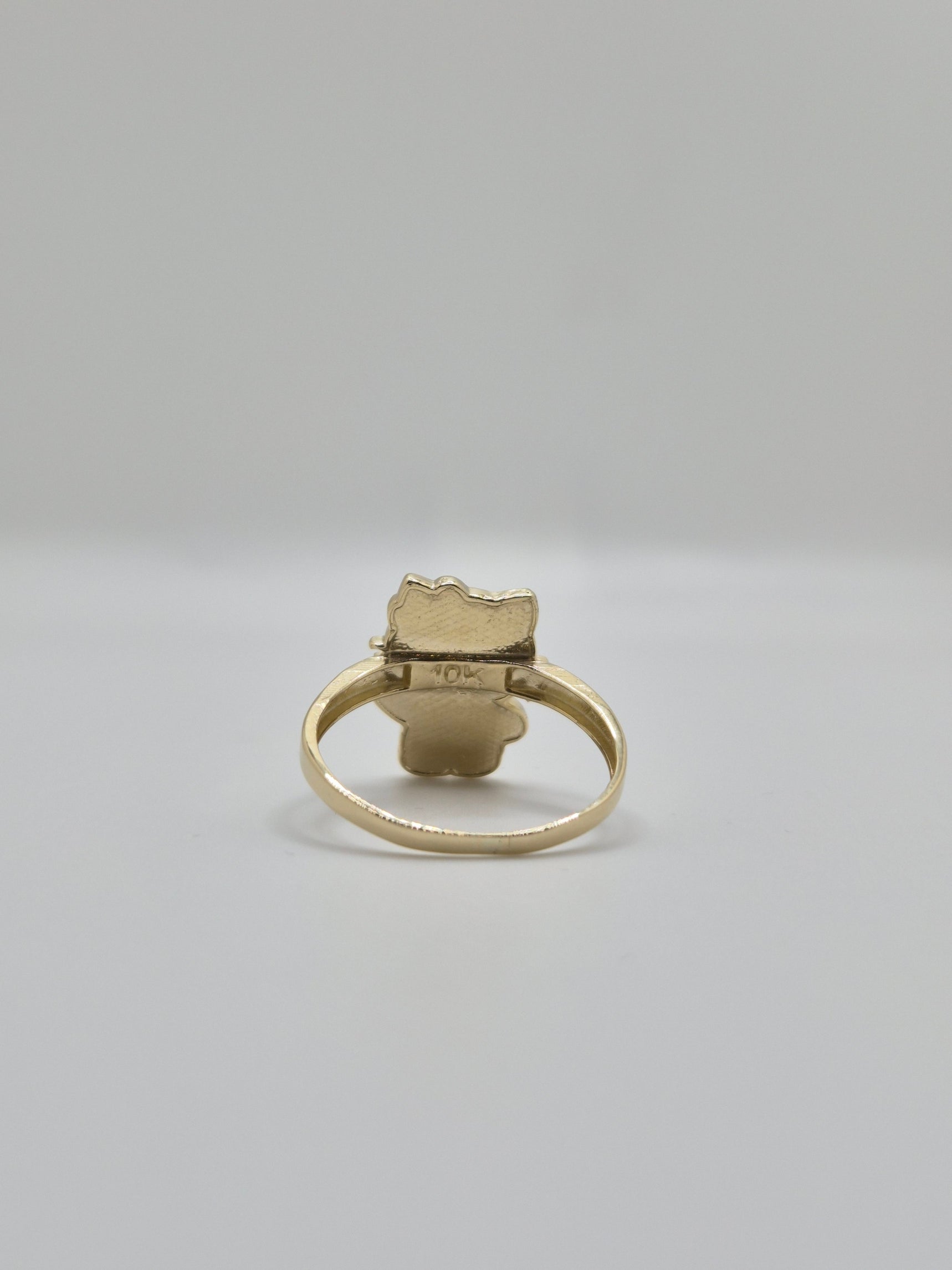 10K Gold Full Body Waving Hello Kitty Ring