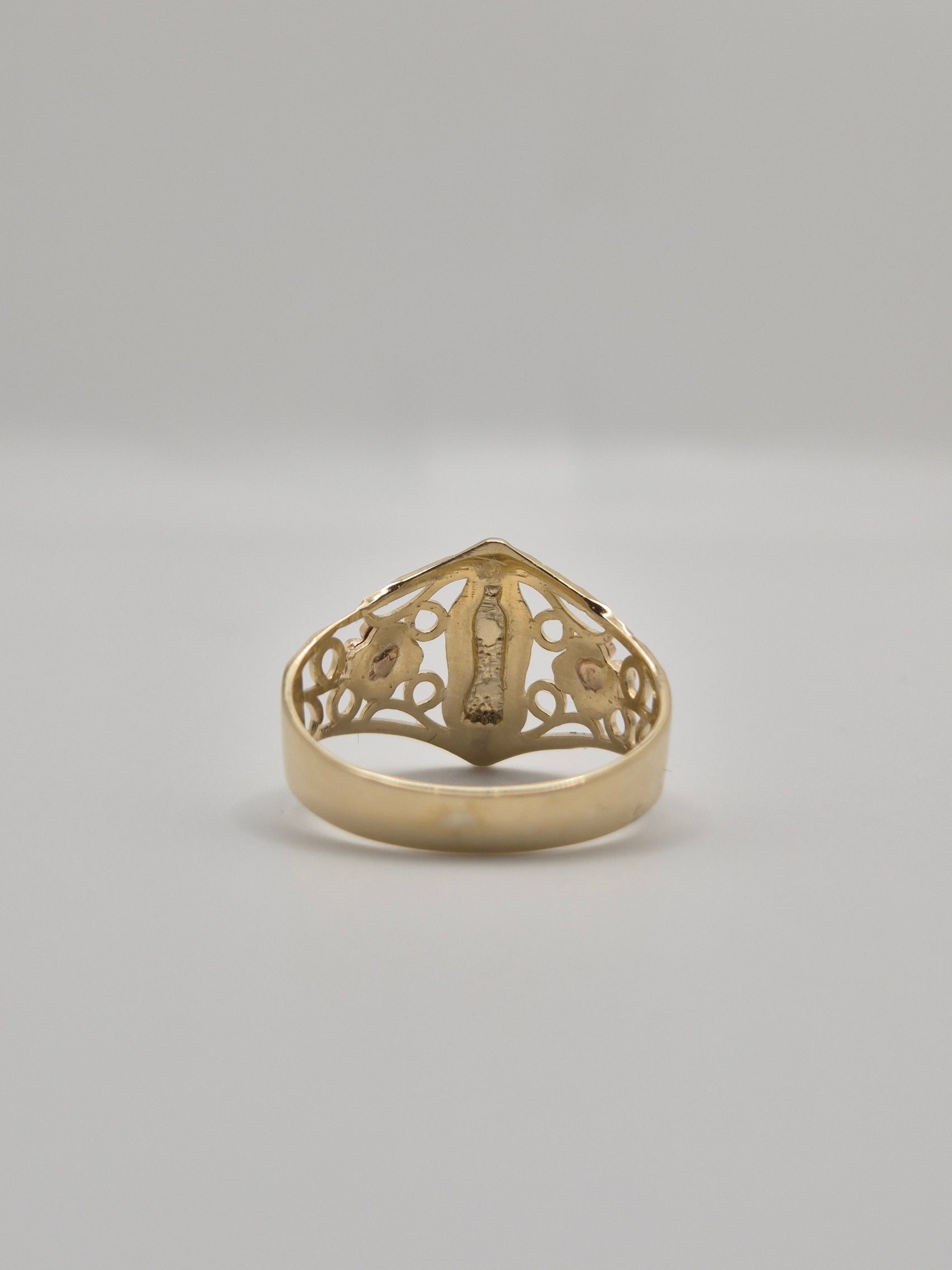 14K Tri-Color Virgencita Guadalupe Floral Ring