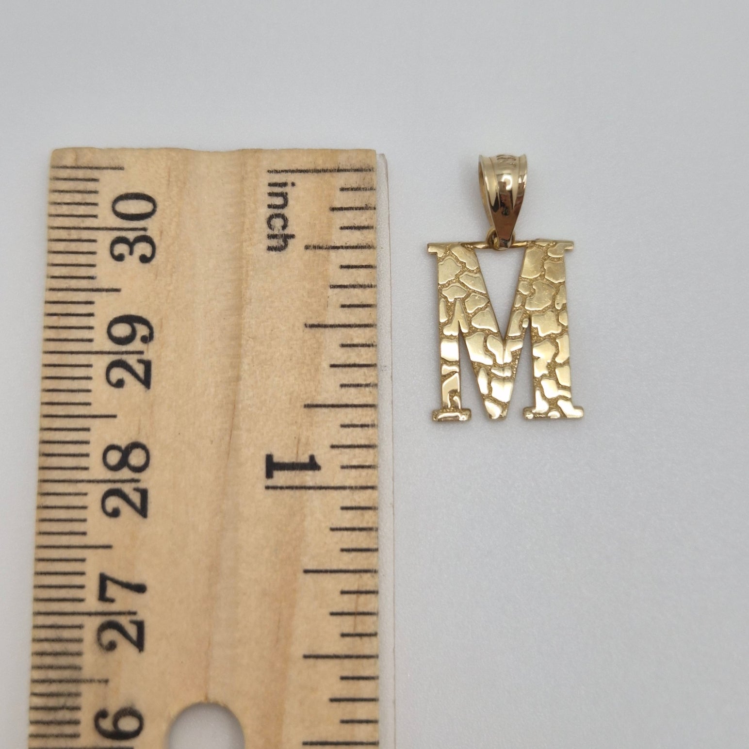 10K Gold Nugget Initial Pendant