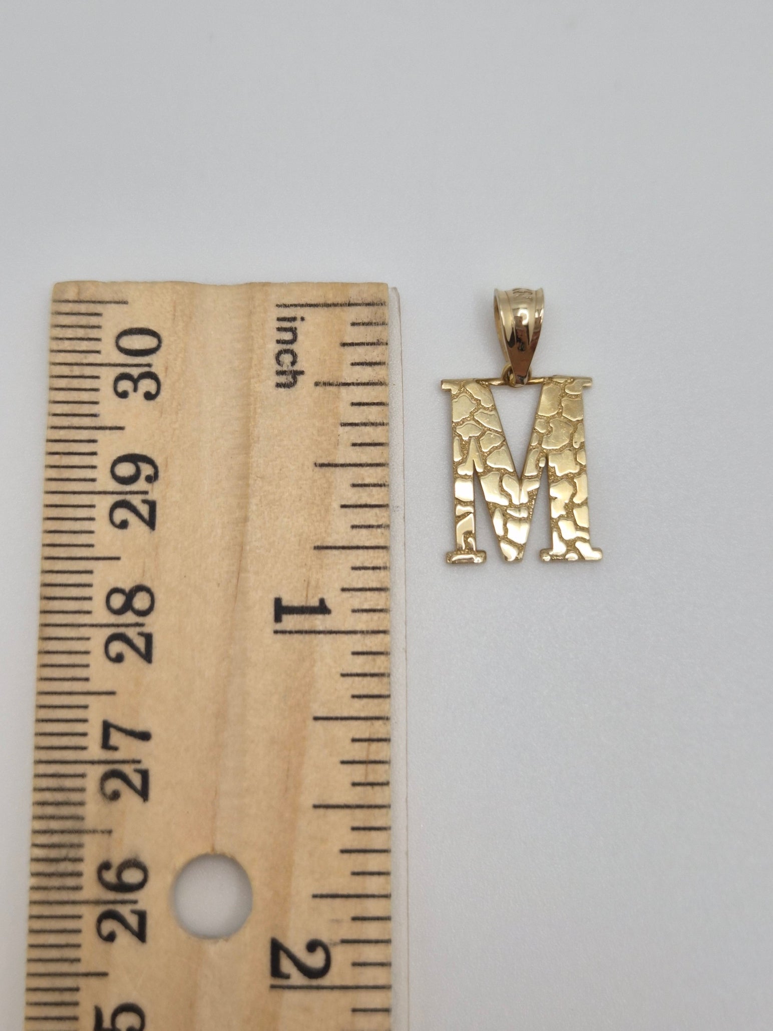 10K Gold Nugget Initial Pendant