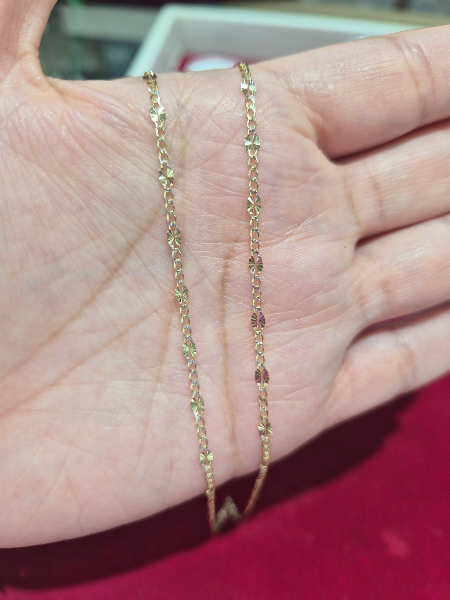 14K Two-Tone Diamond-Cut Figaro Chain