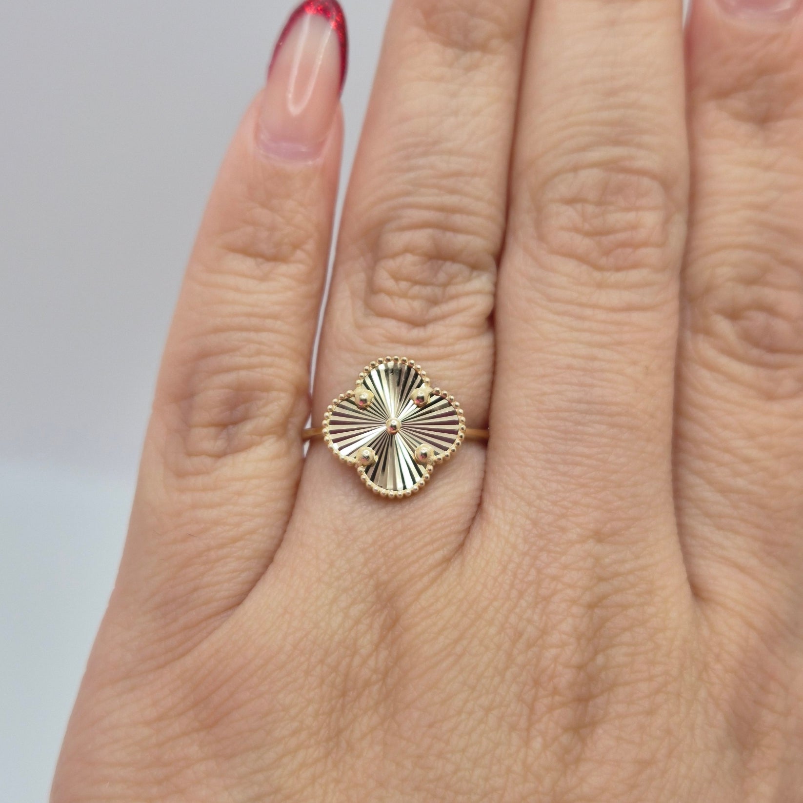 14k gold clover ring