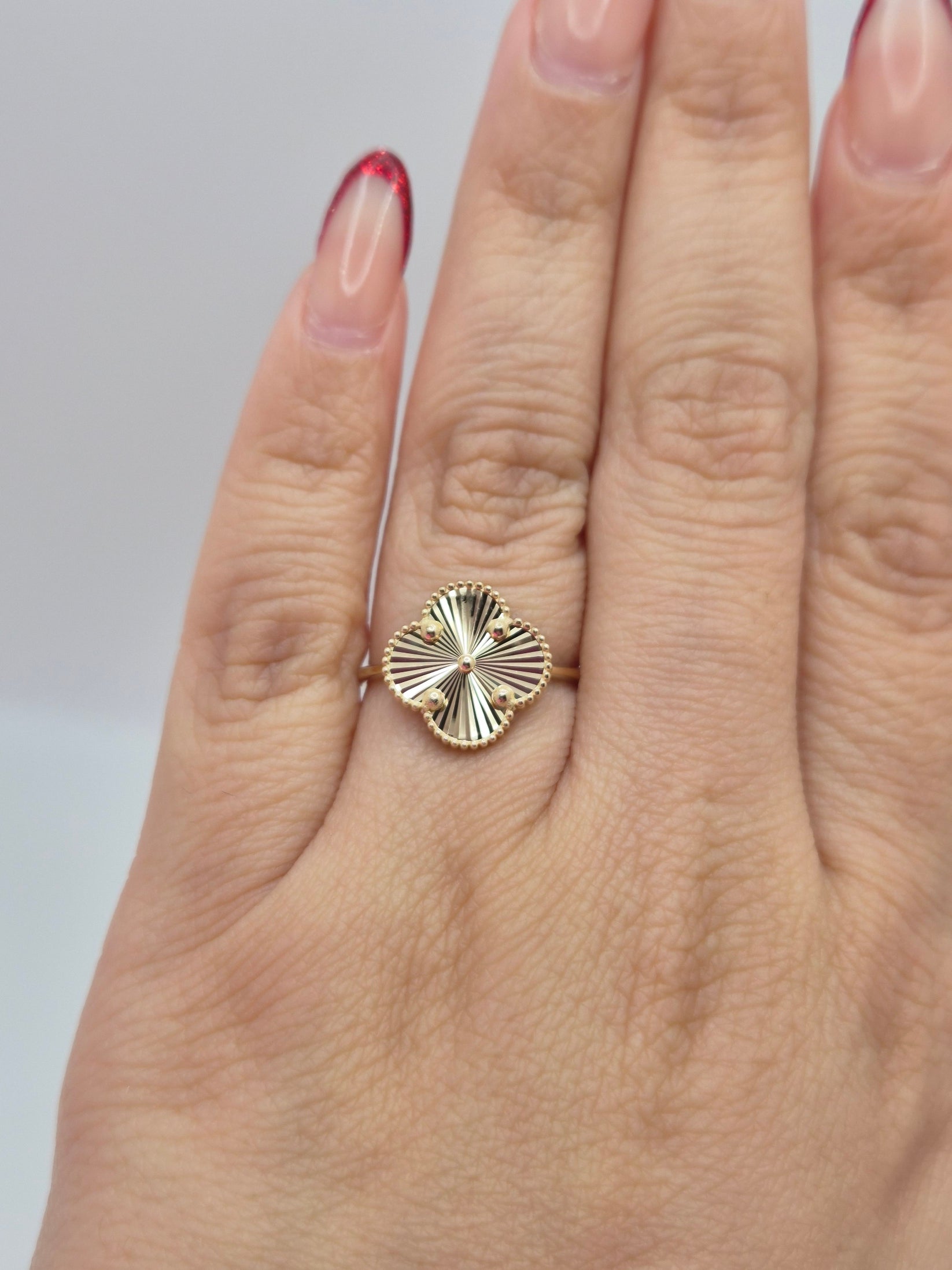 14k gold clover ring