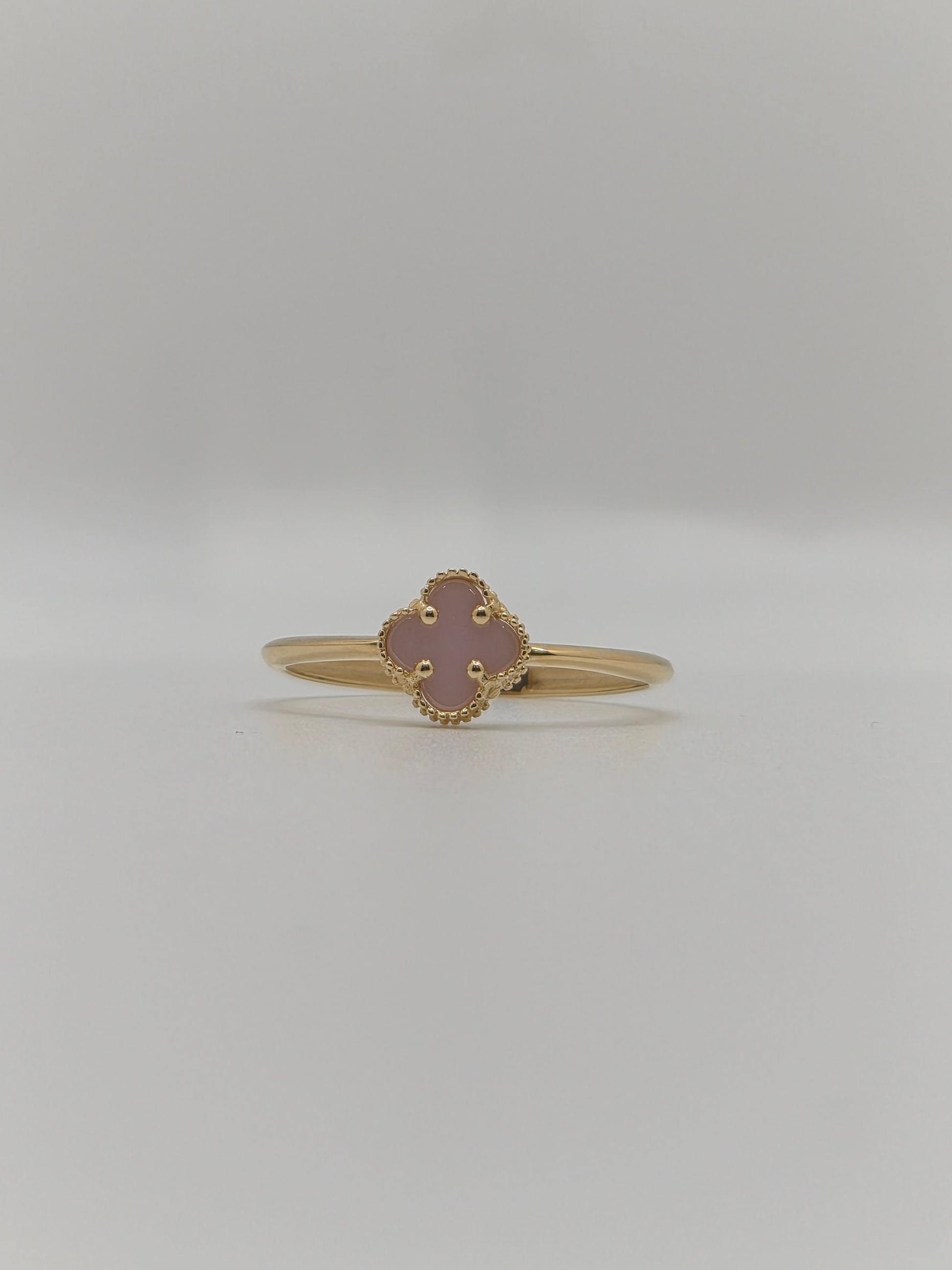 14K Gold Mini Baby Pink Clover Ring