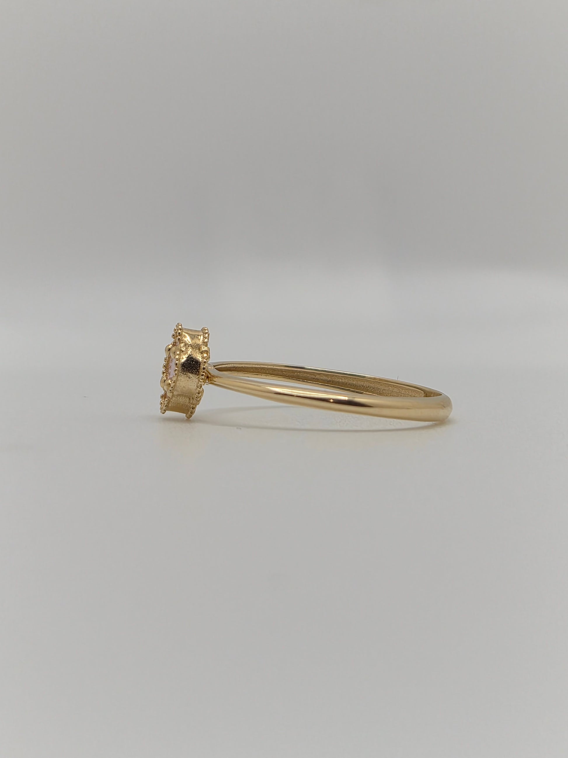 14K Gold Mini Baby Pink Clover Ring