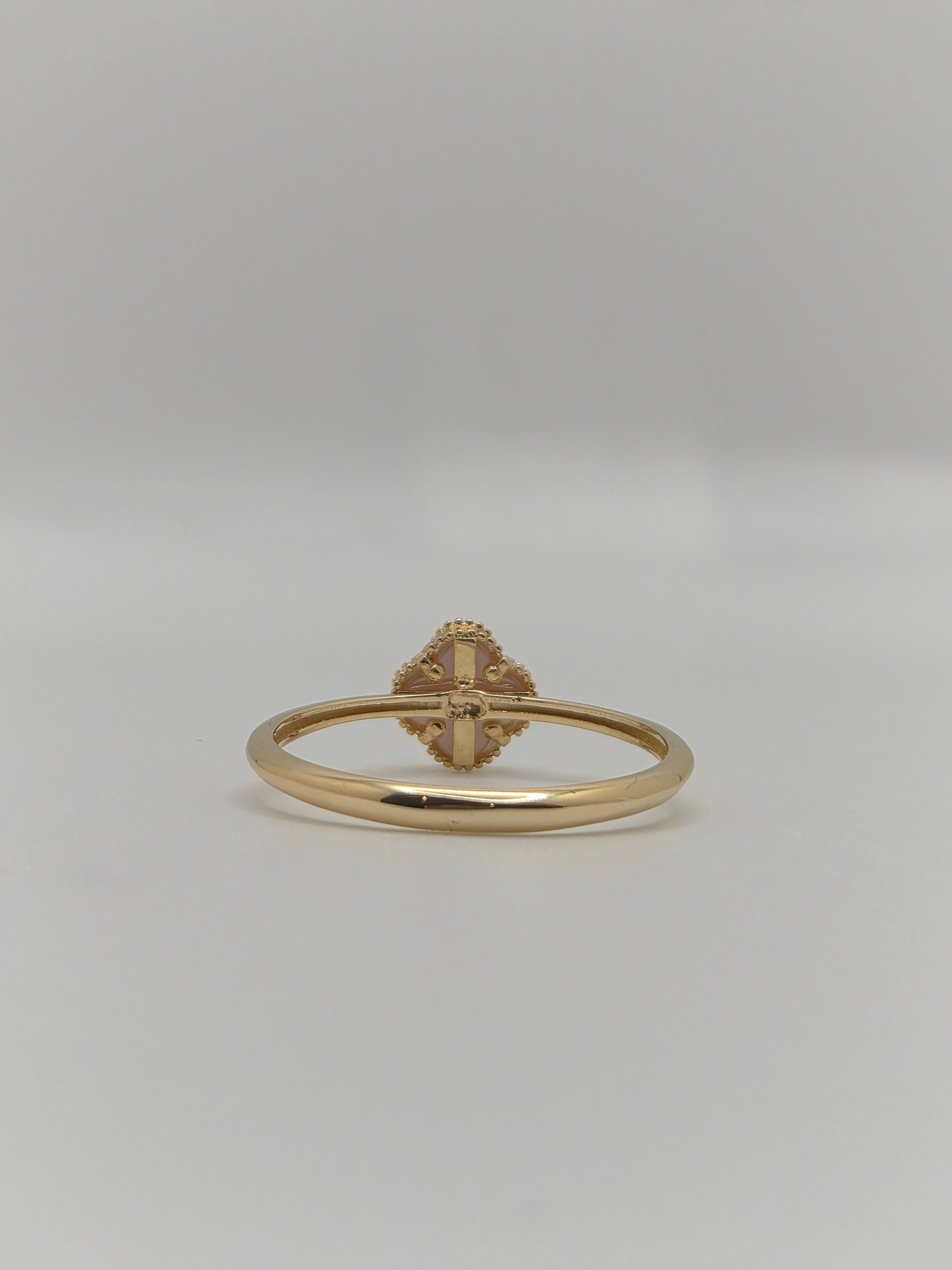 14K Gold Mini Baby Pink Clover Ring