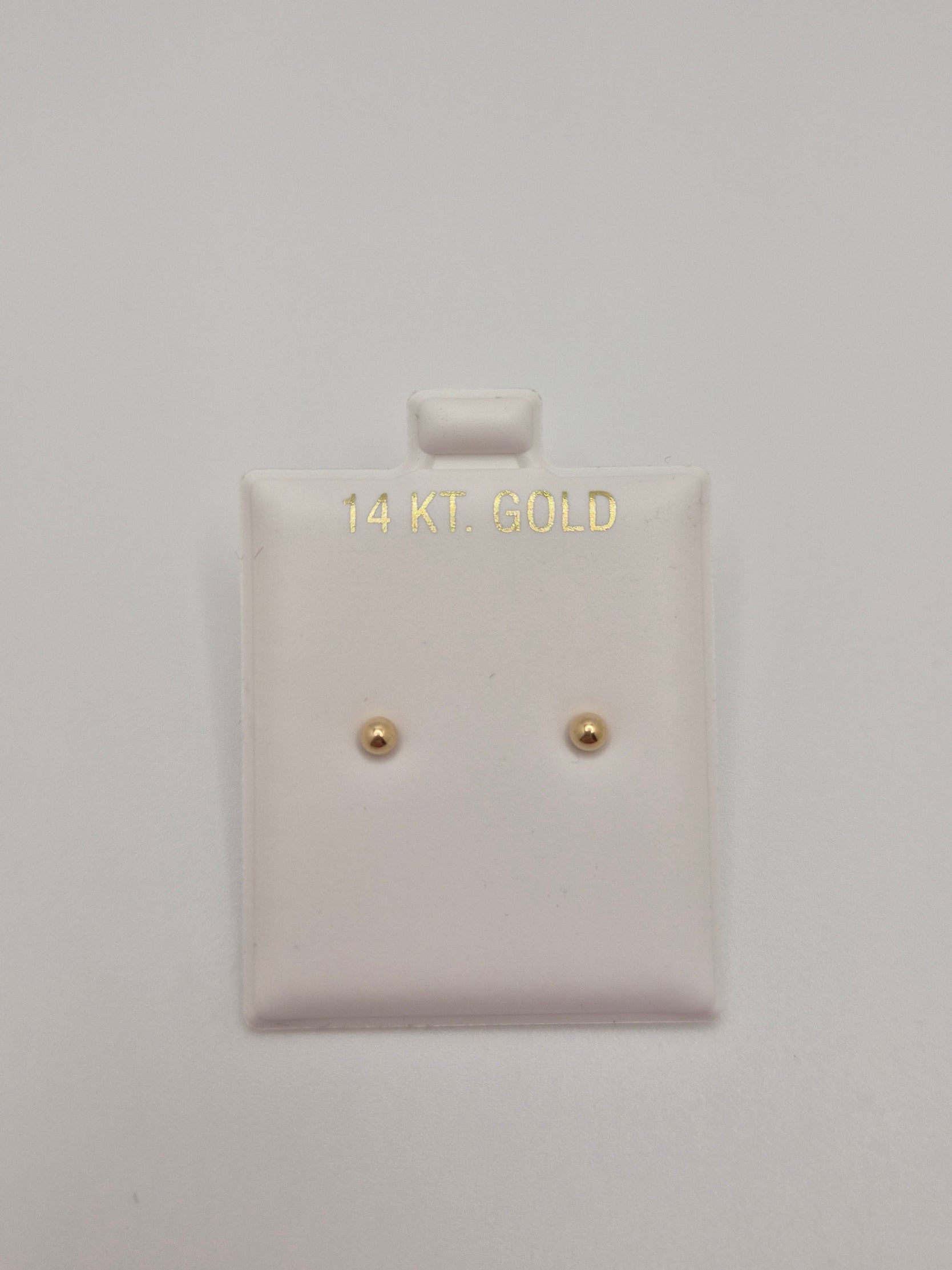 14K Gold 3mm Ball Stud Earrings (Screw Back)