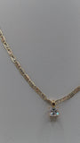 14K Gold Valentino Sparkle Chain Set with Princess CZ Pendant