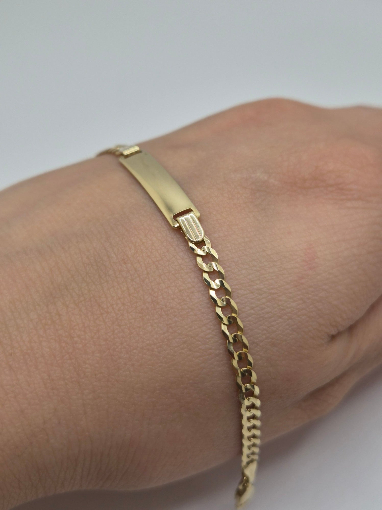 14K Yellow Gold Baby Cuban ID Bracelet 6”