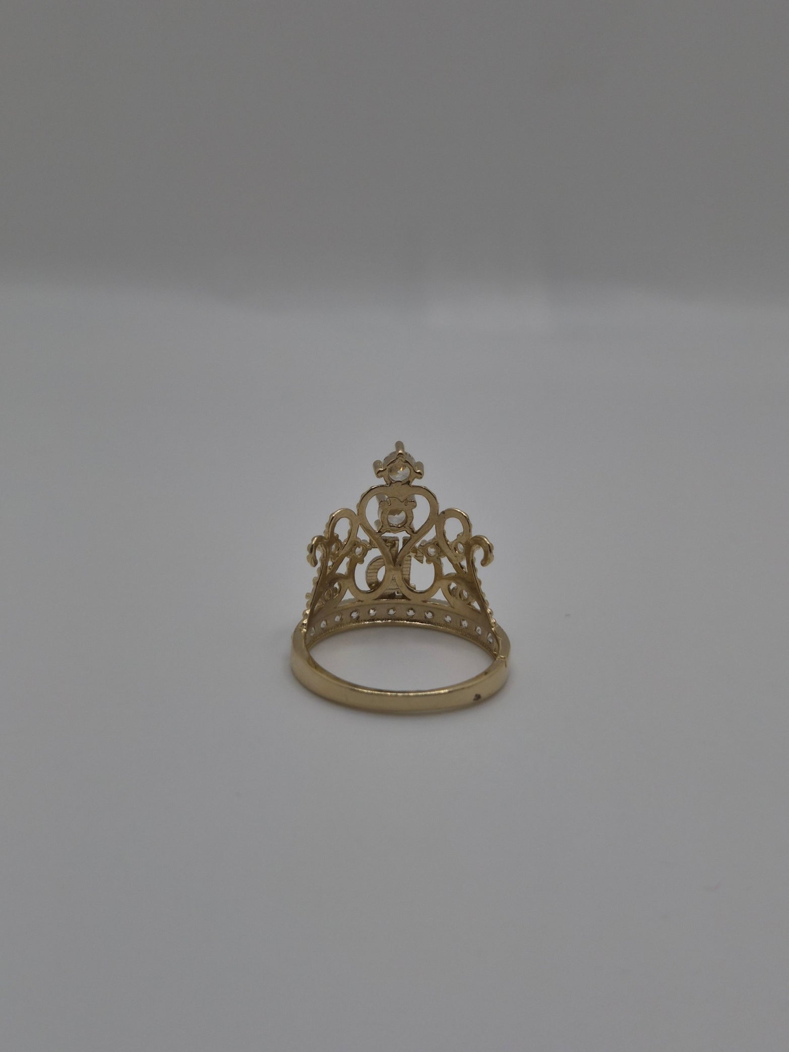 14K Gold CZ Quince Crown Ring