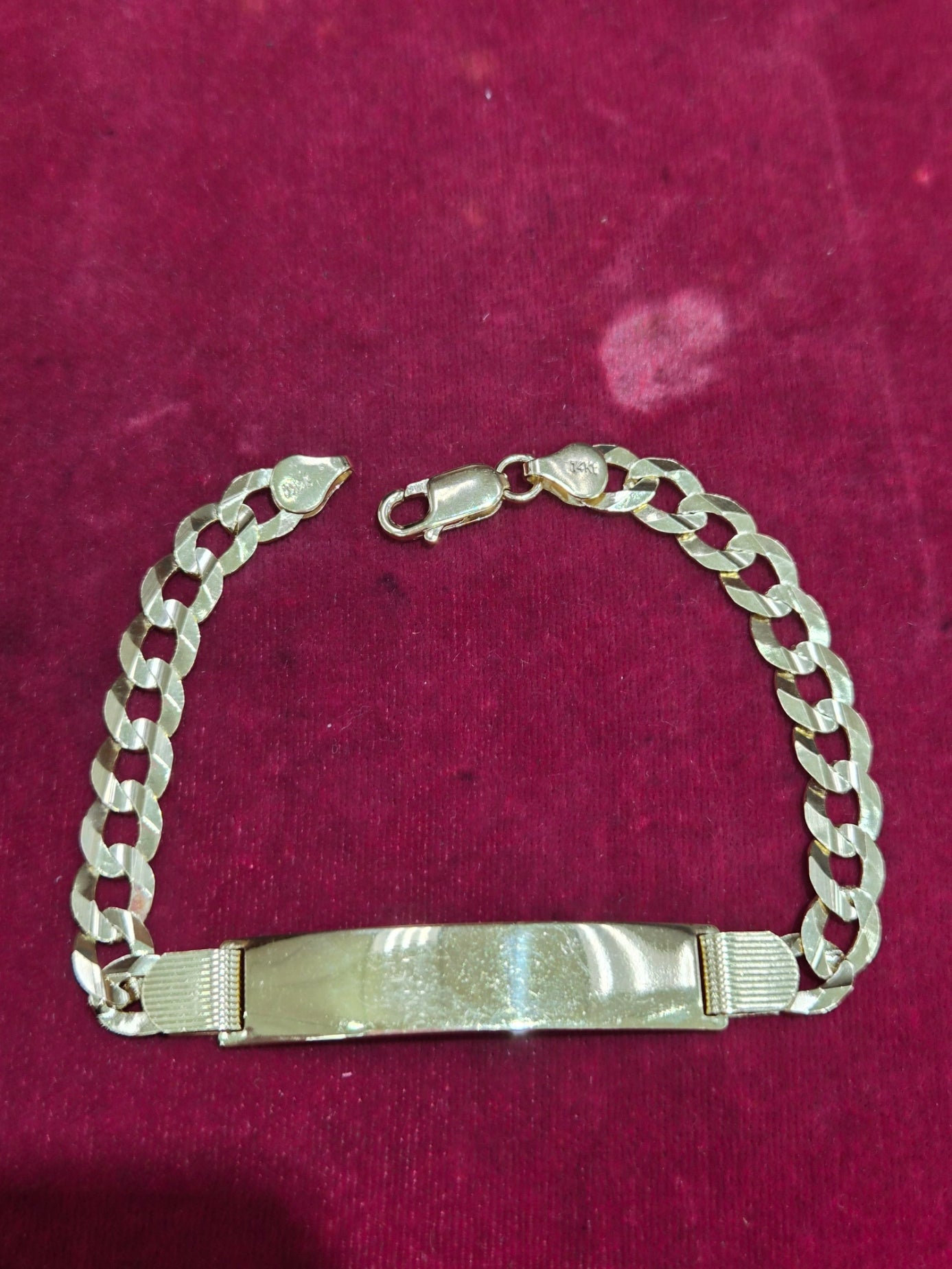 14K Yellow Gold Cuban ID Bracelet 8.5”