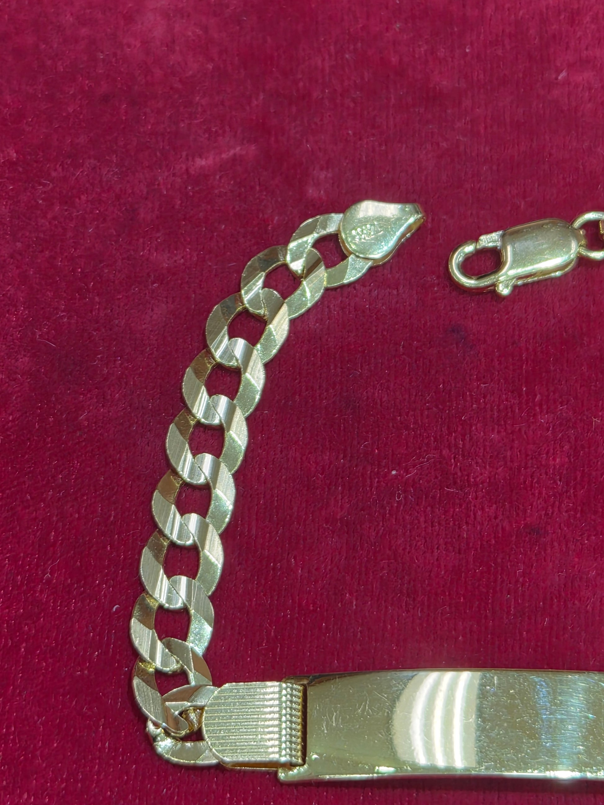 14K Yellow Gold Cuban ID Bracelet 8.5”