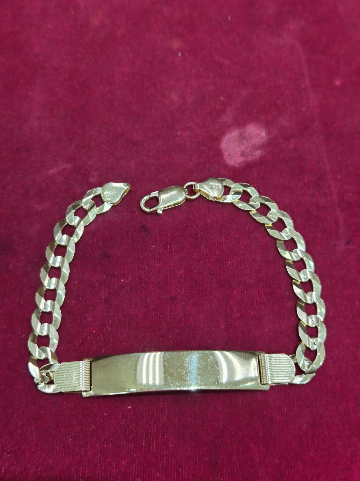 14K Yellow Gold Cuban ID Bracelet 8.5”