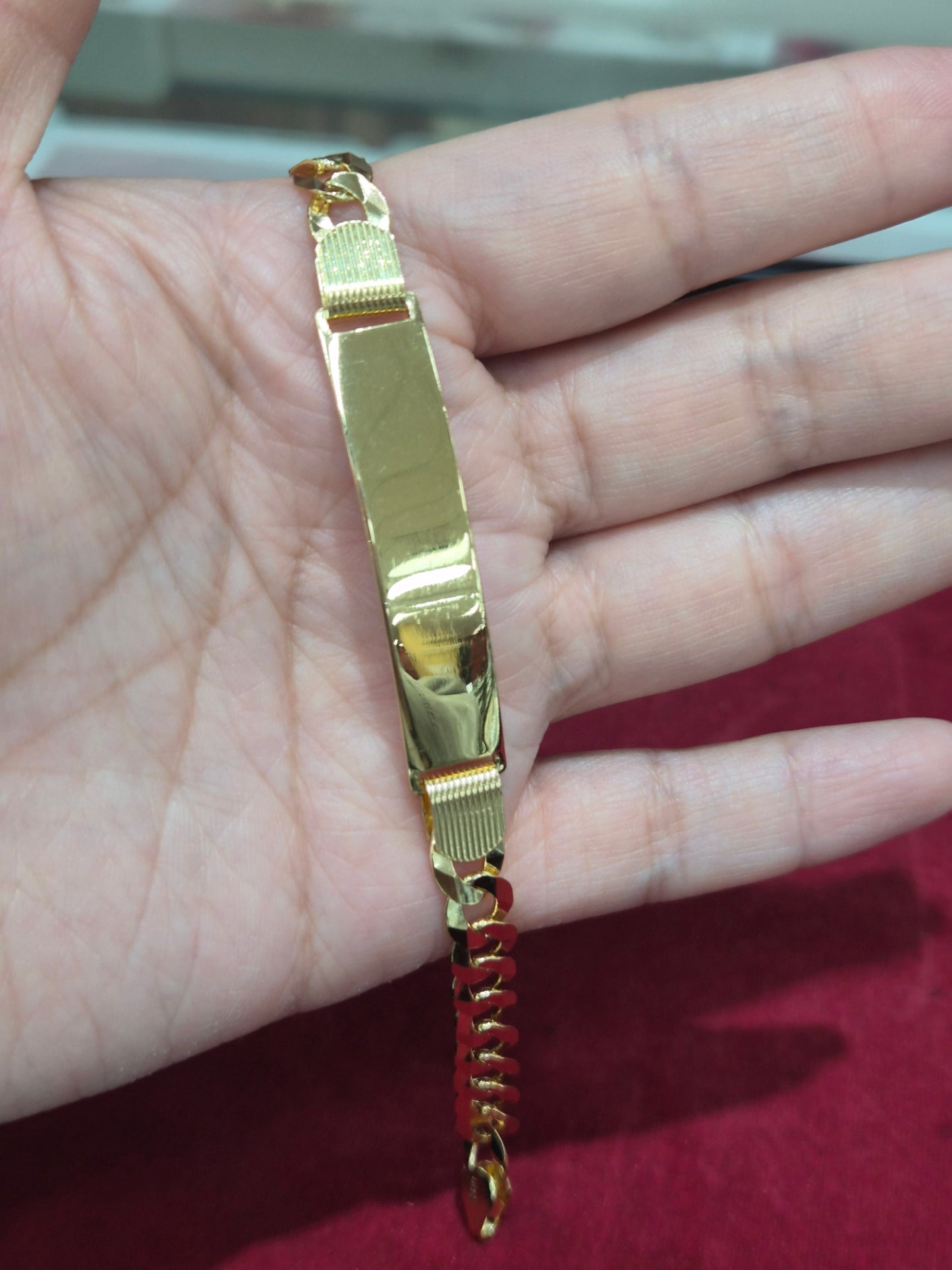 14K Yellow Gold Cuban ID Bracelet 8.5”