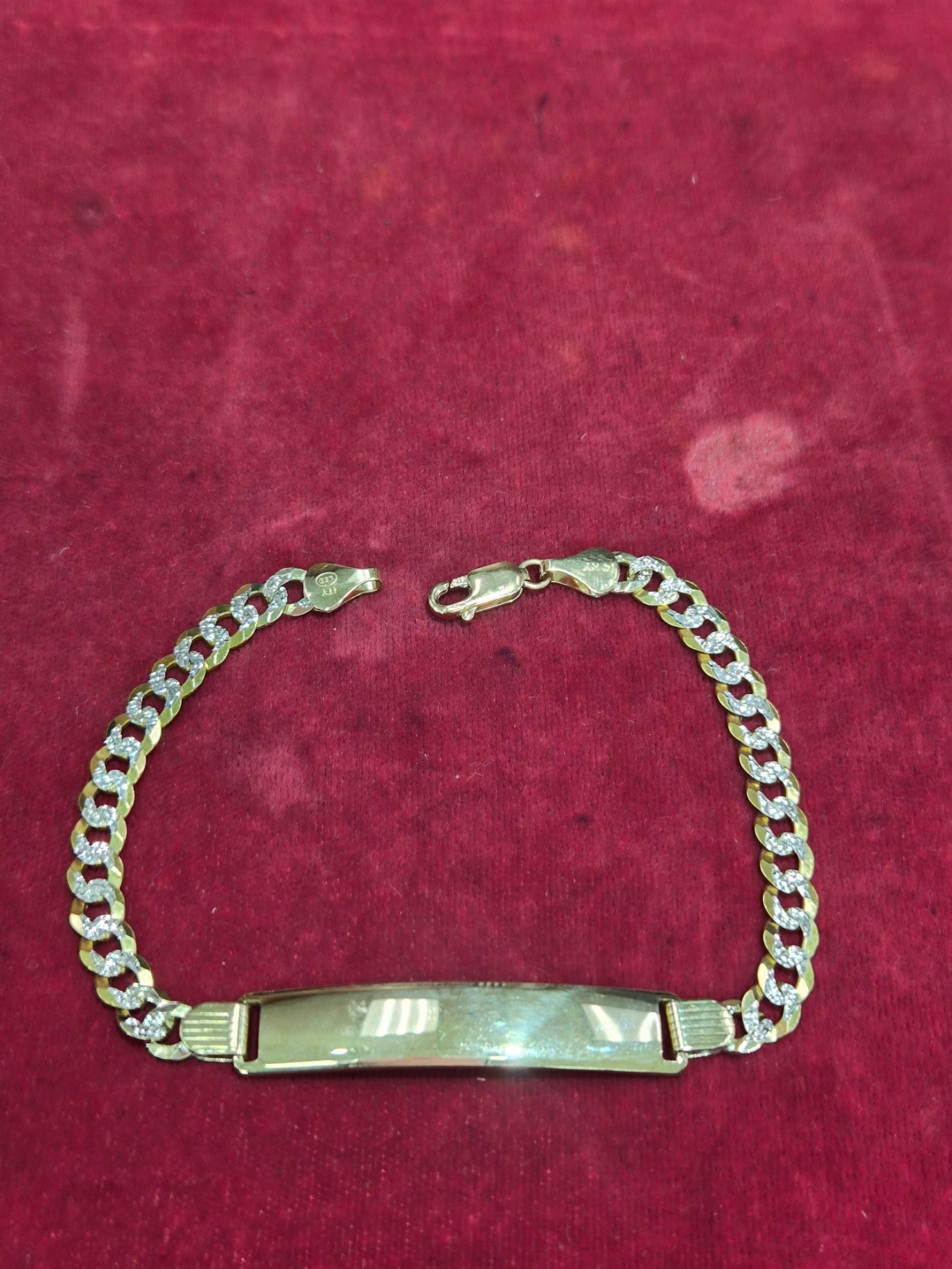 14K Two-Tone Cuban ID Bracelet 8"