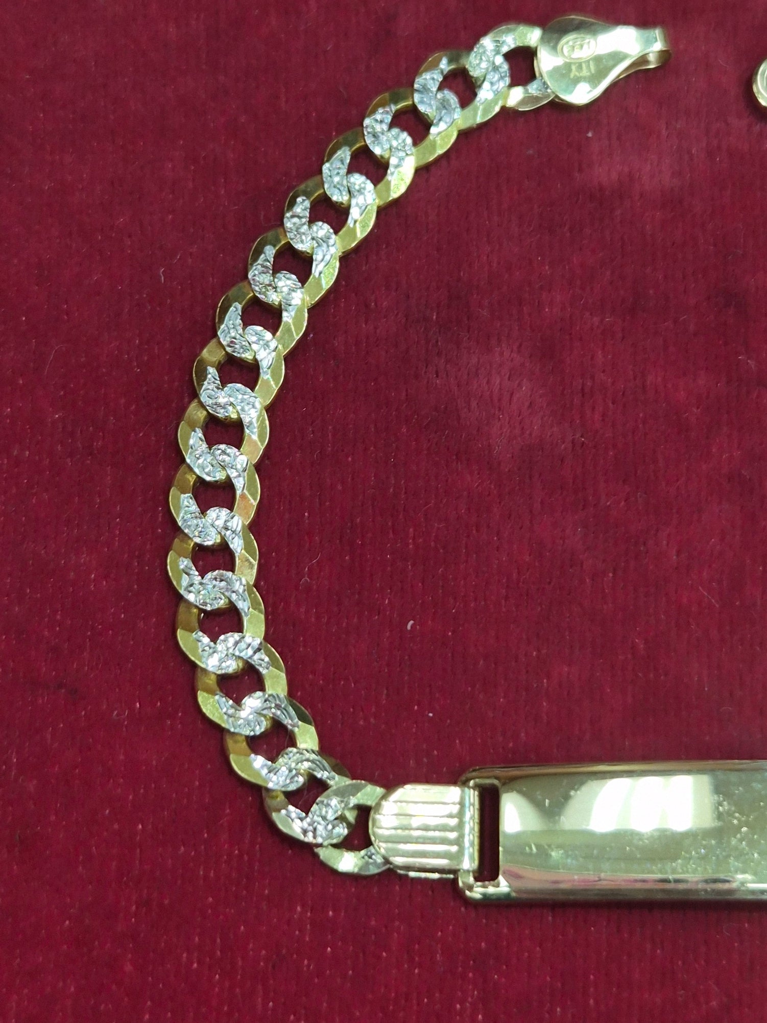 14K Two-Tone Cuban ID Bracelet 8"