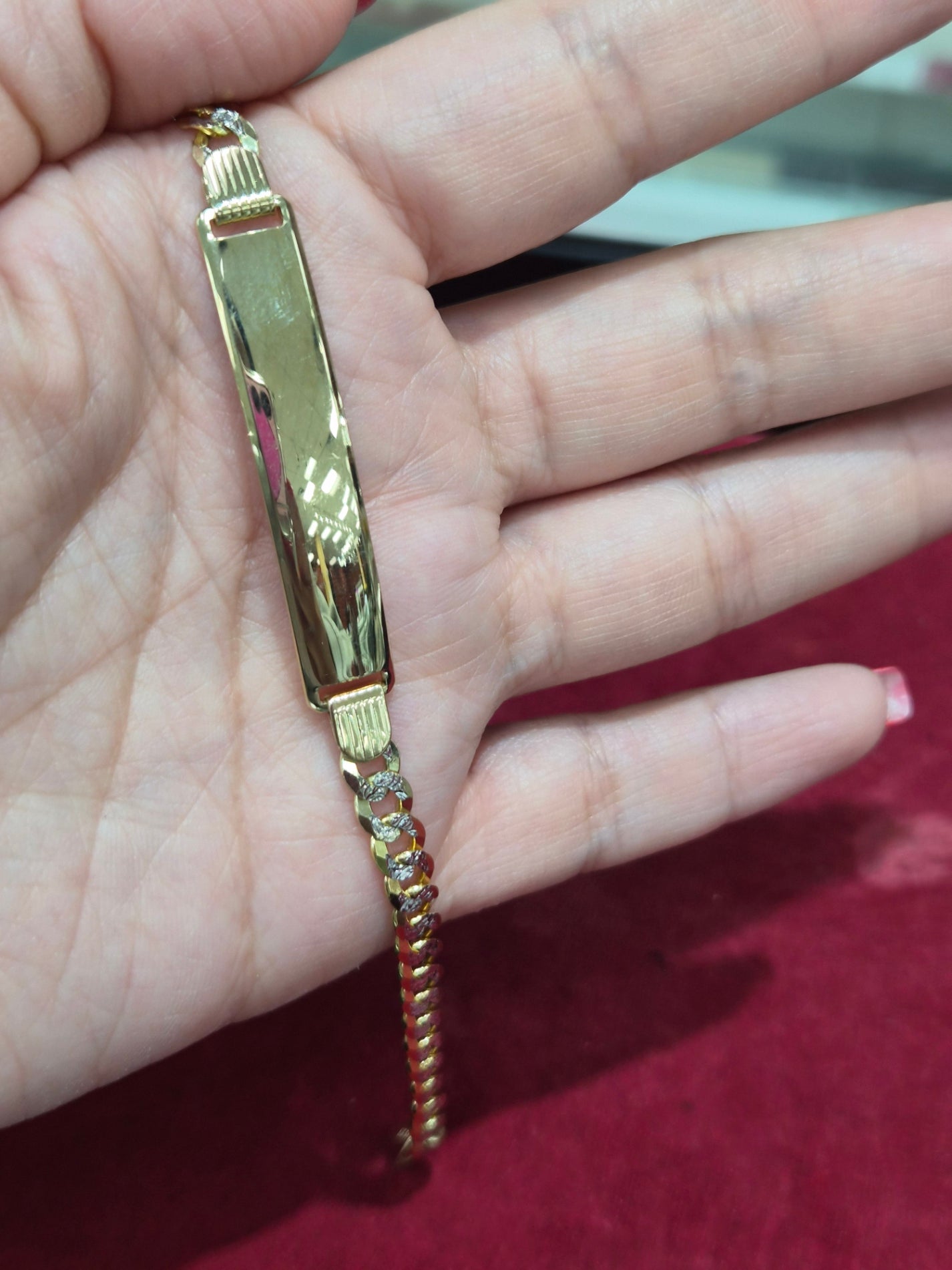 14K Two-Tone Cuban ID Bracelet 8"