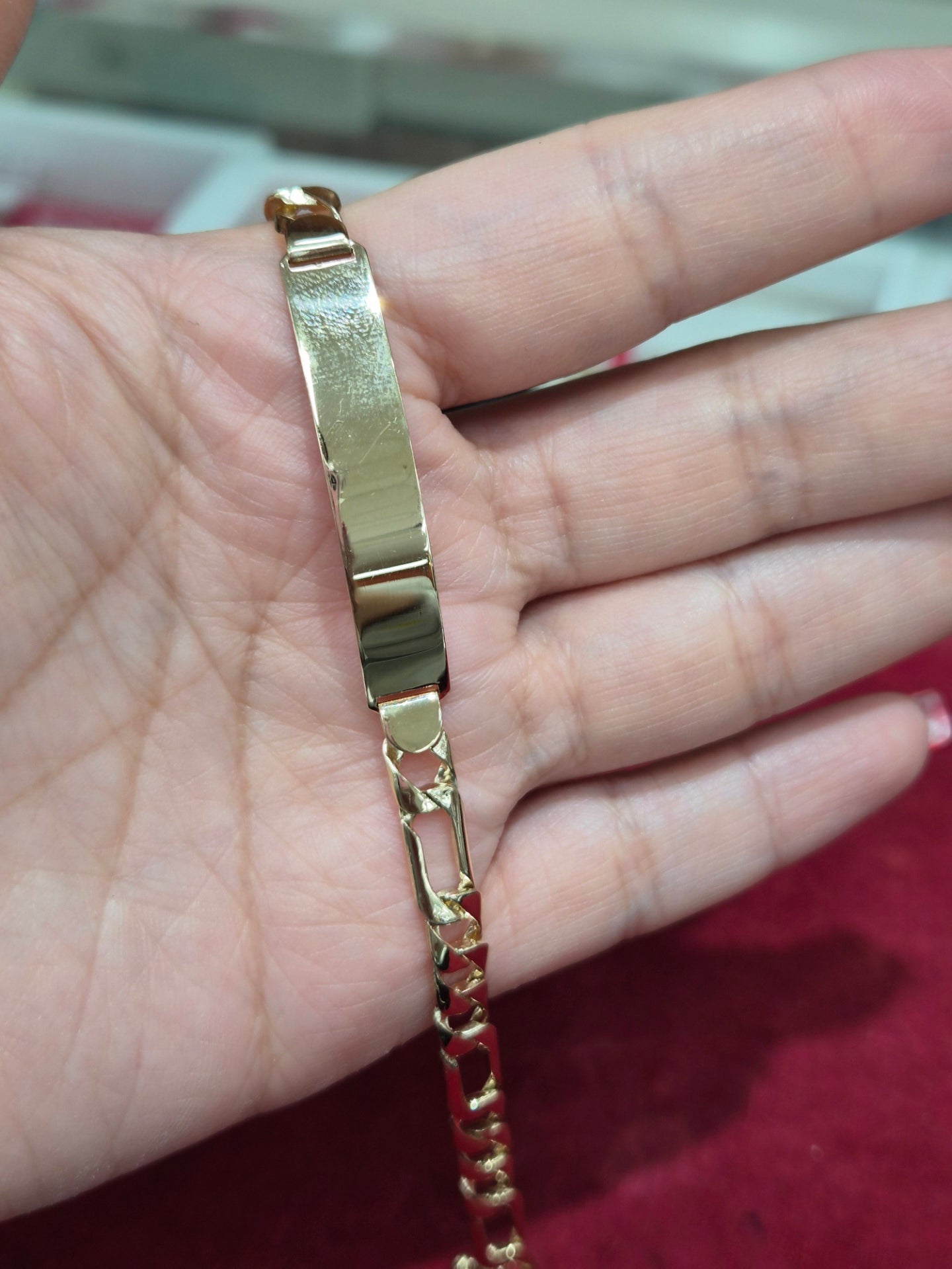 14K Yellow Gold Figaro ID Bracelet 8”