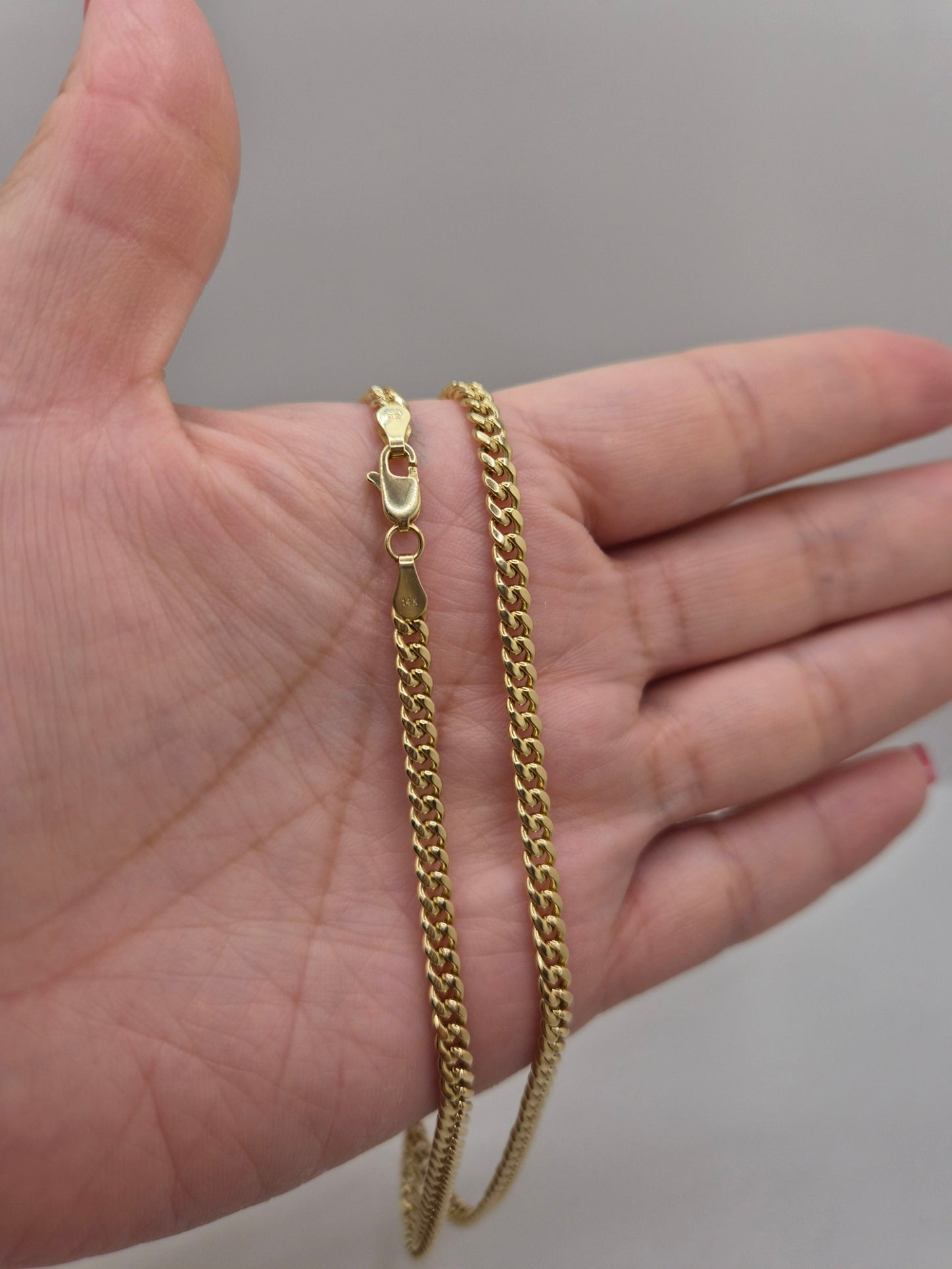14K Gold 3.7mm Hollow Miami Cuban Chain