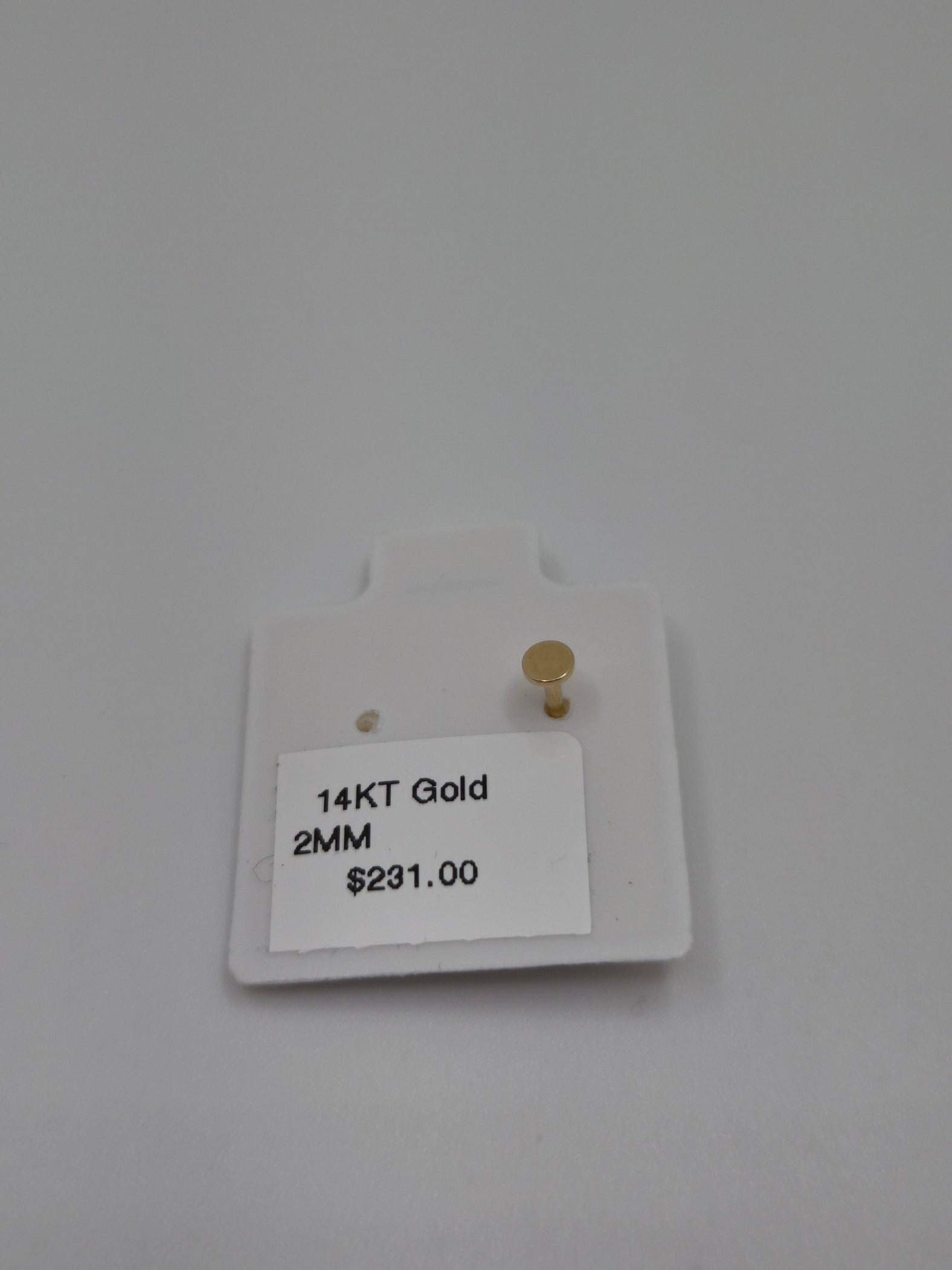 14K Gold Flat Back Stud Piercing CZ